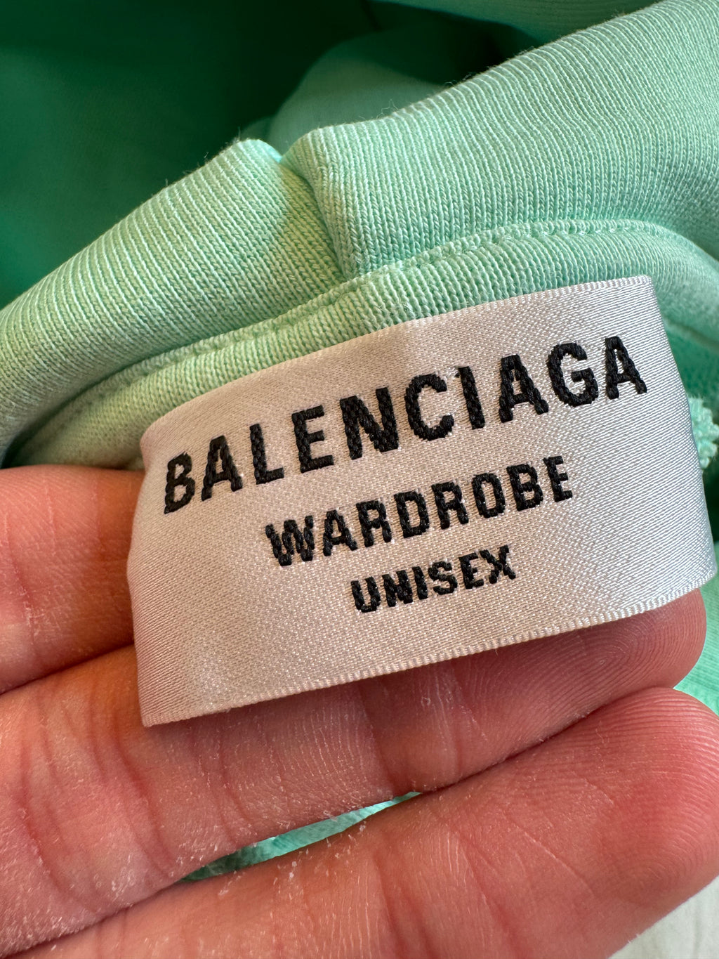 Balenciaga Embroidered Text Logo Hoodie Mint