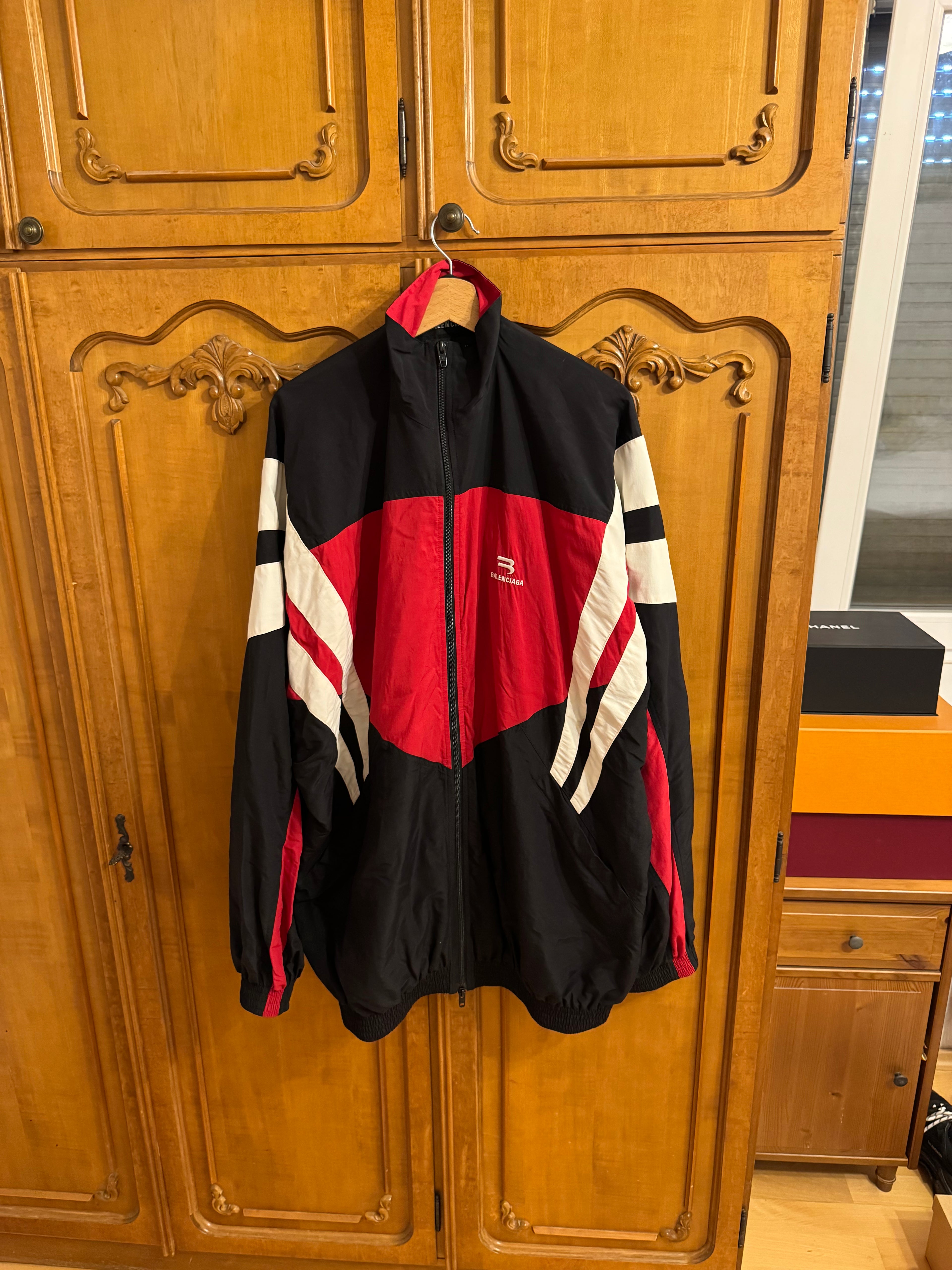 Balenciaga Sporty B Panelled Black Red White Tracksuit Jacket