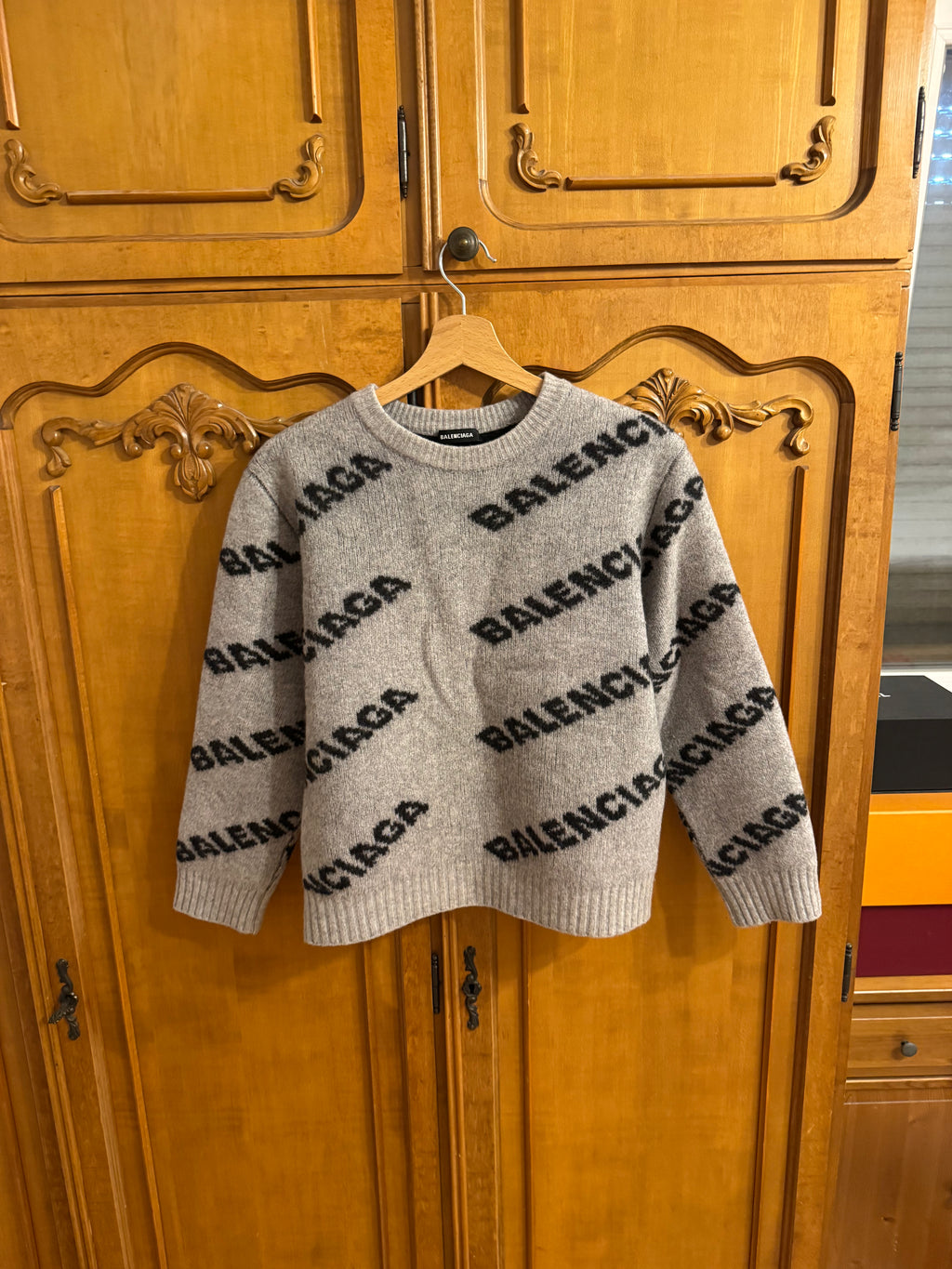 Balenciaga All-Over Monogram Grey Knitwear