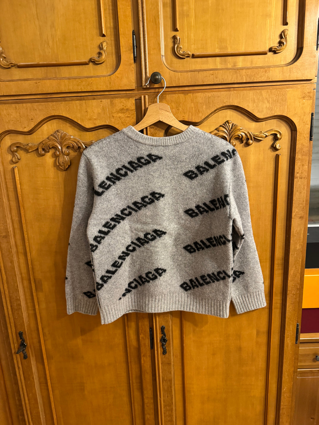 Balenciaga All-Over Monogram Grey Knitwear