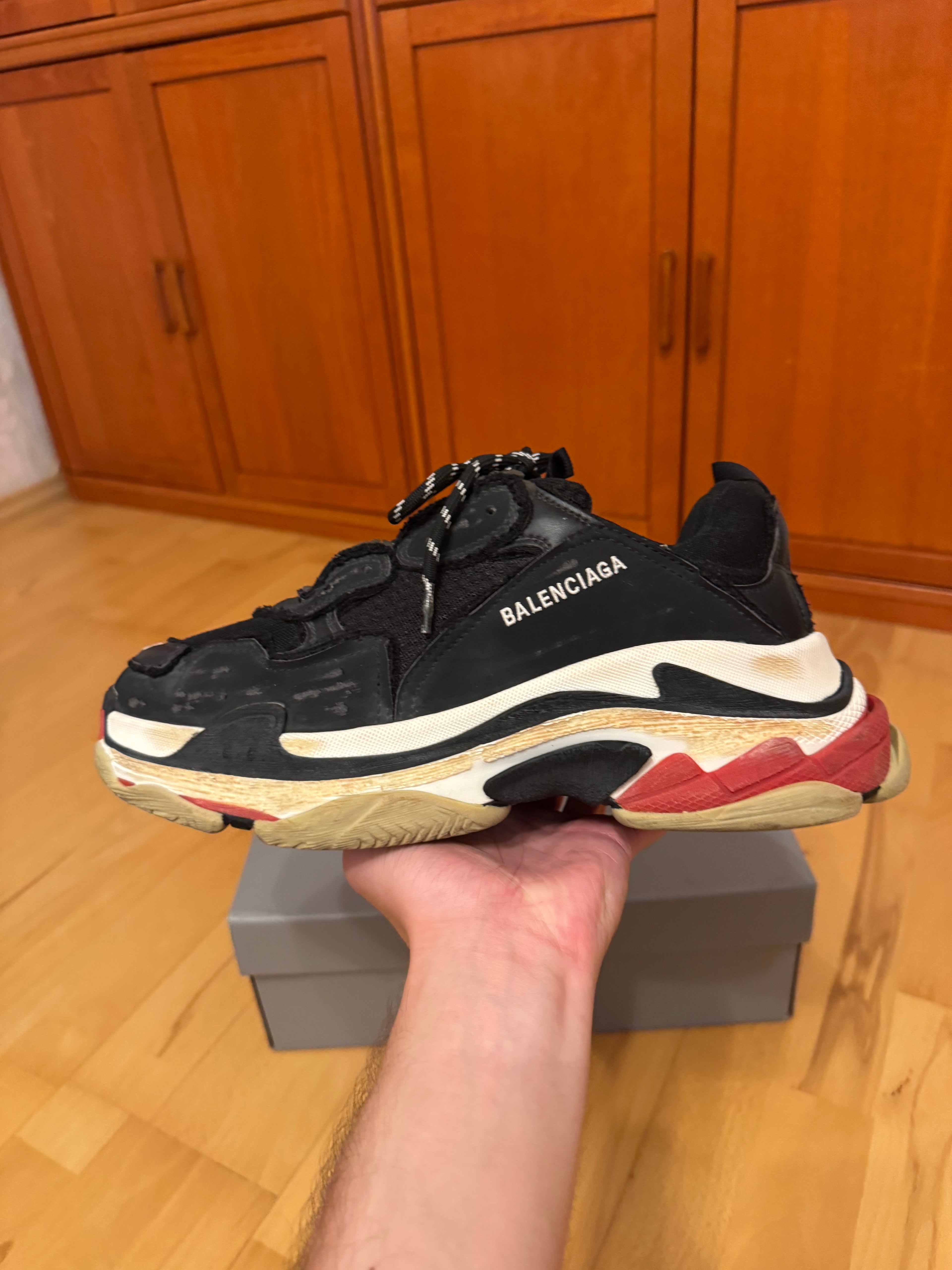 Balenciaga Triple S DIY Distressed Bred