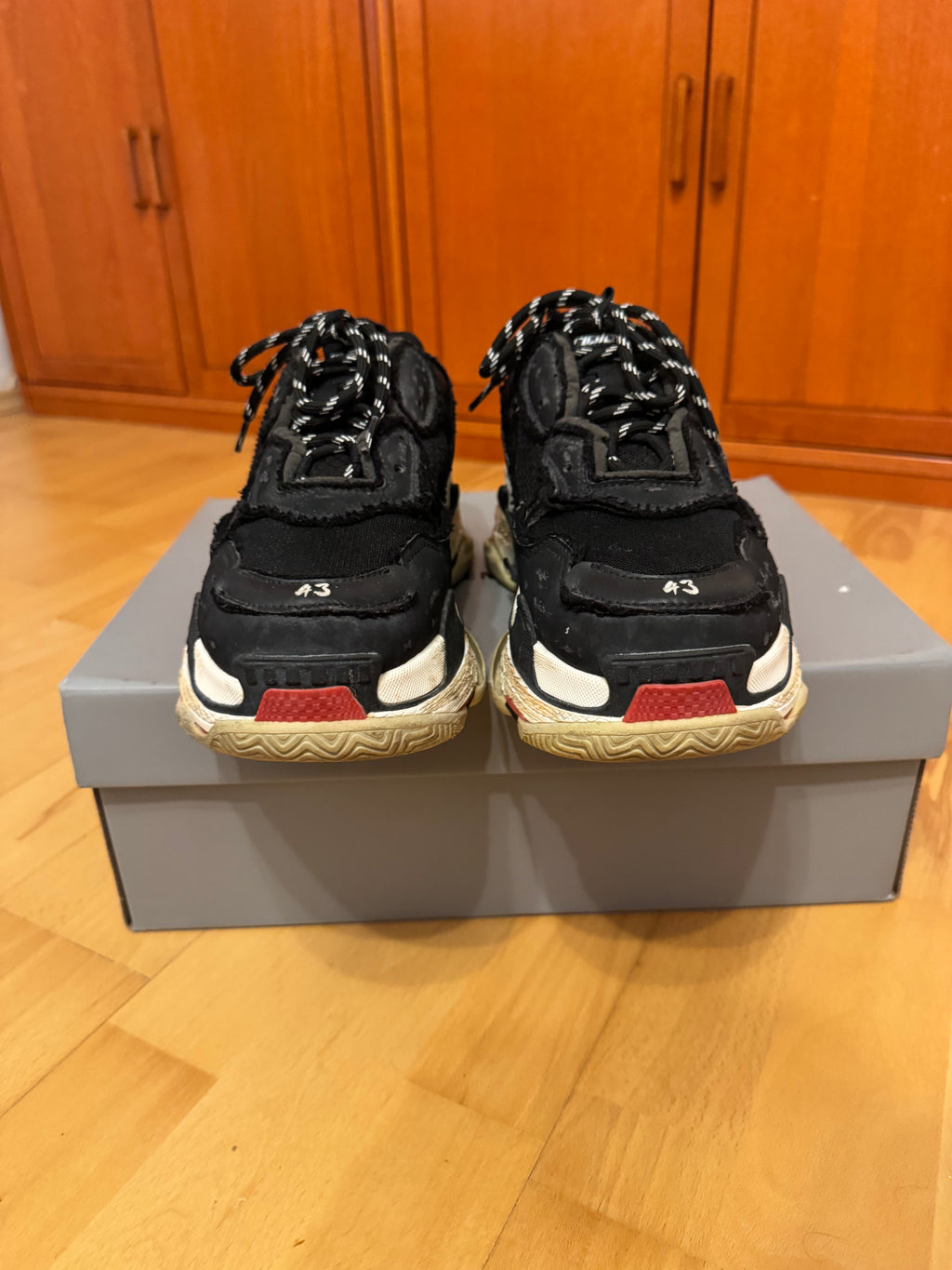 Balenciaga Triple S DIY Distressed Bred