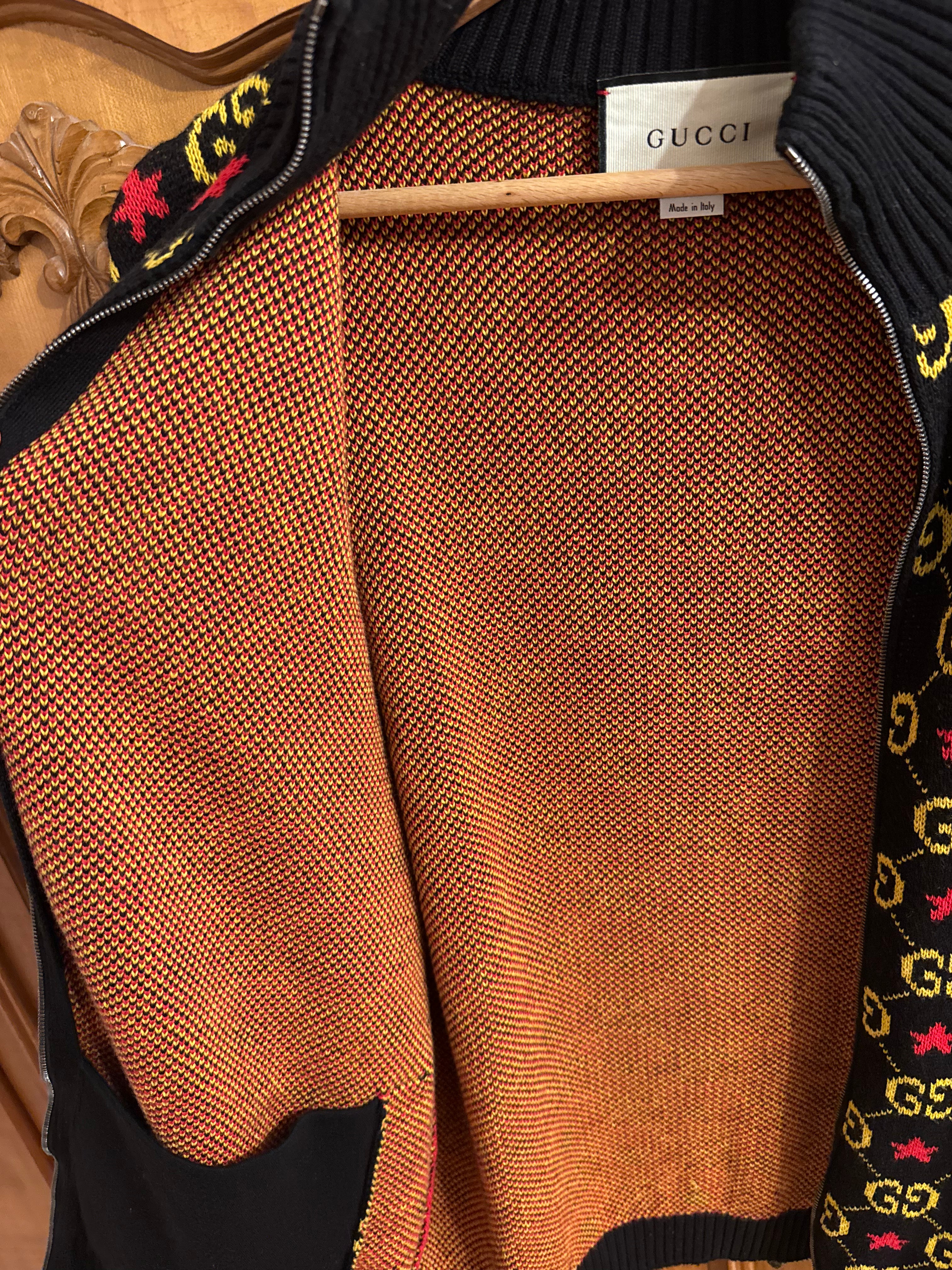 Gucci GG Zip-Up Monogram Wool Knitwear
