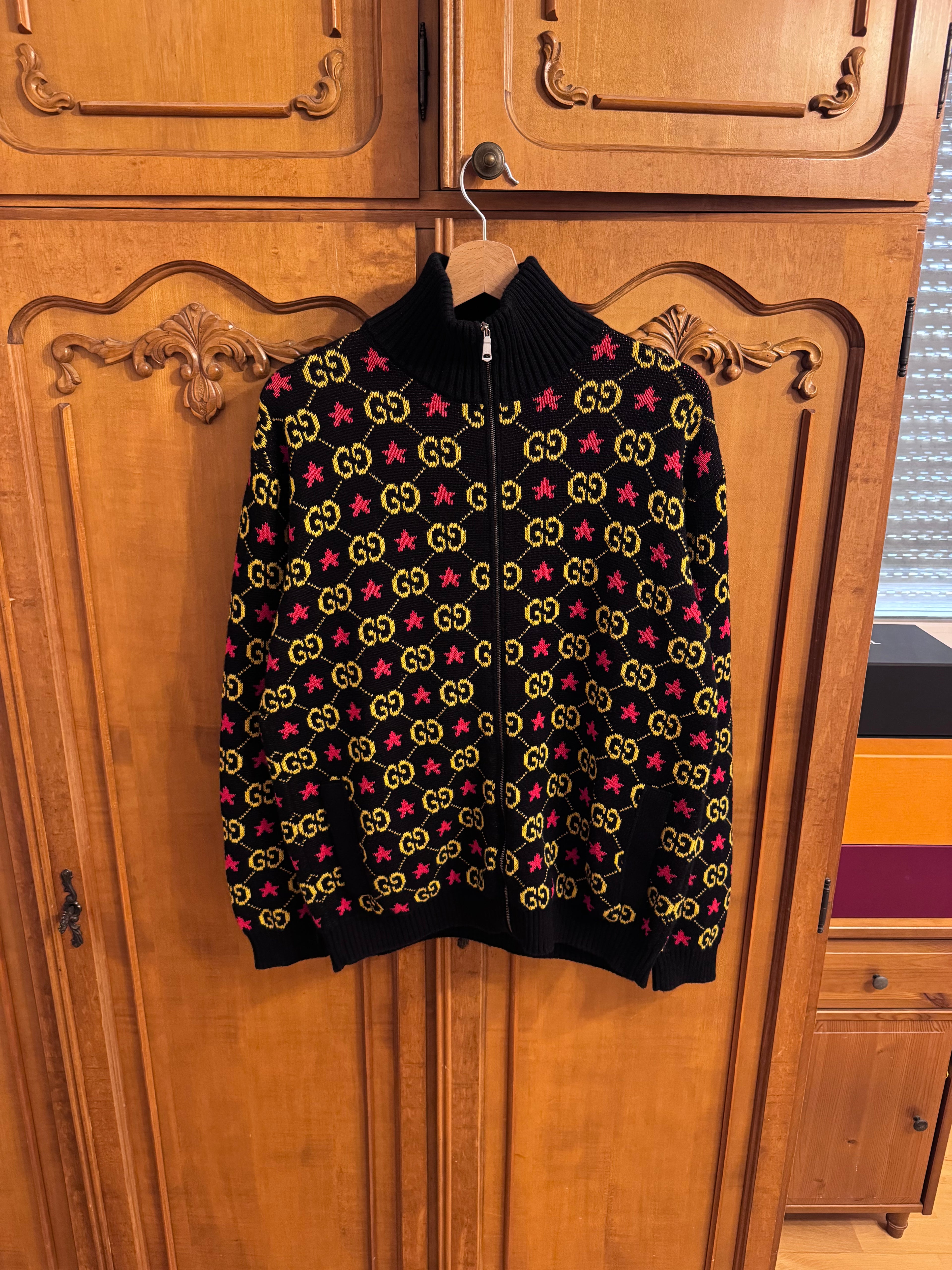 Gucci GG Zip-Up Monogram Wool Knitwear