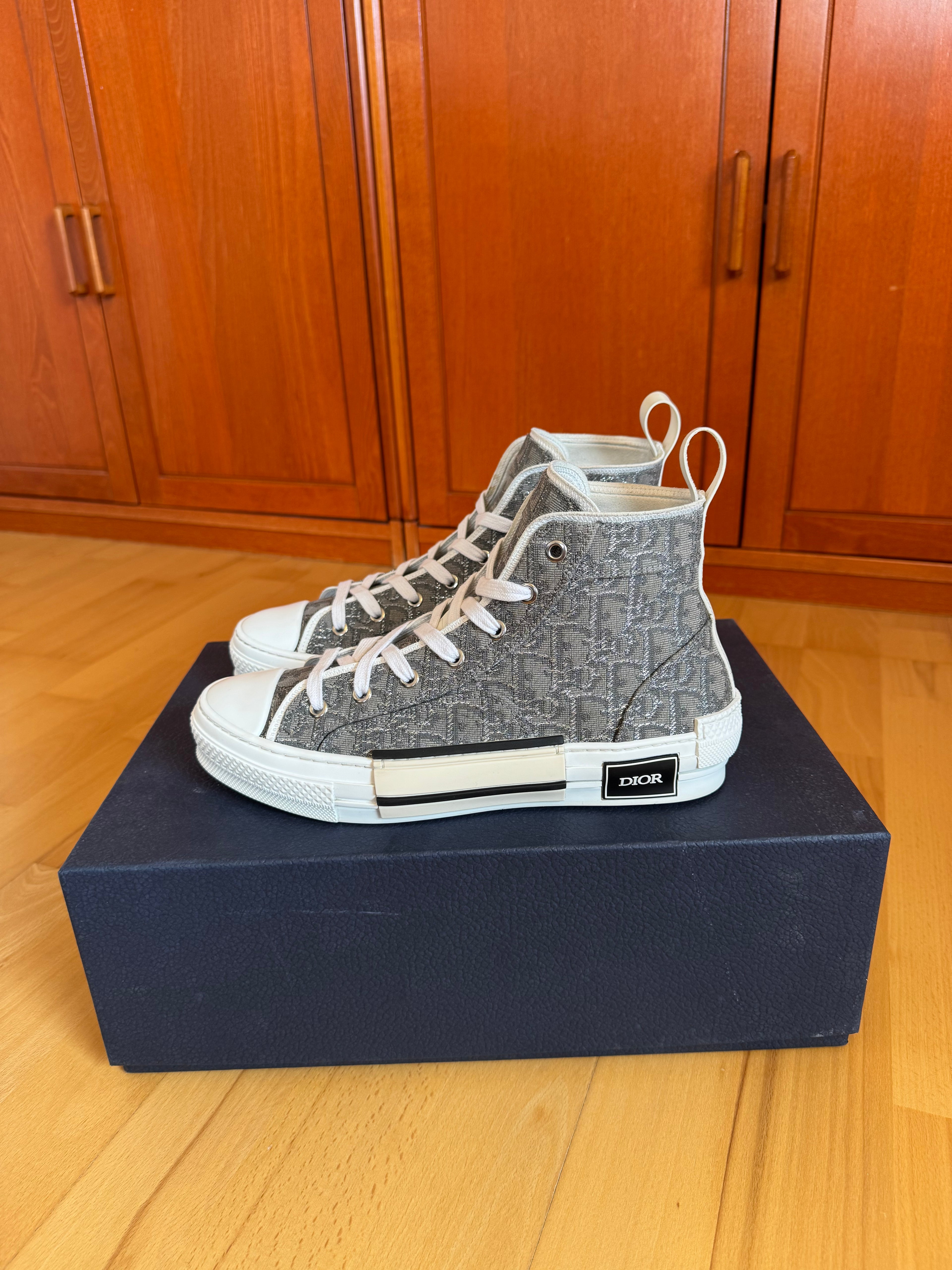 Dior B23 High Grey White Oblique Canvas