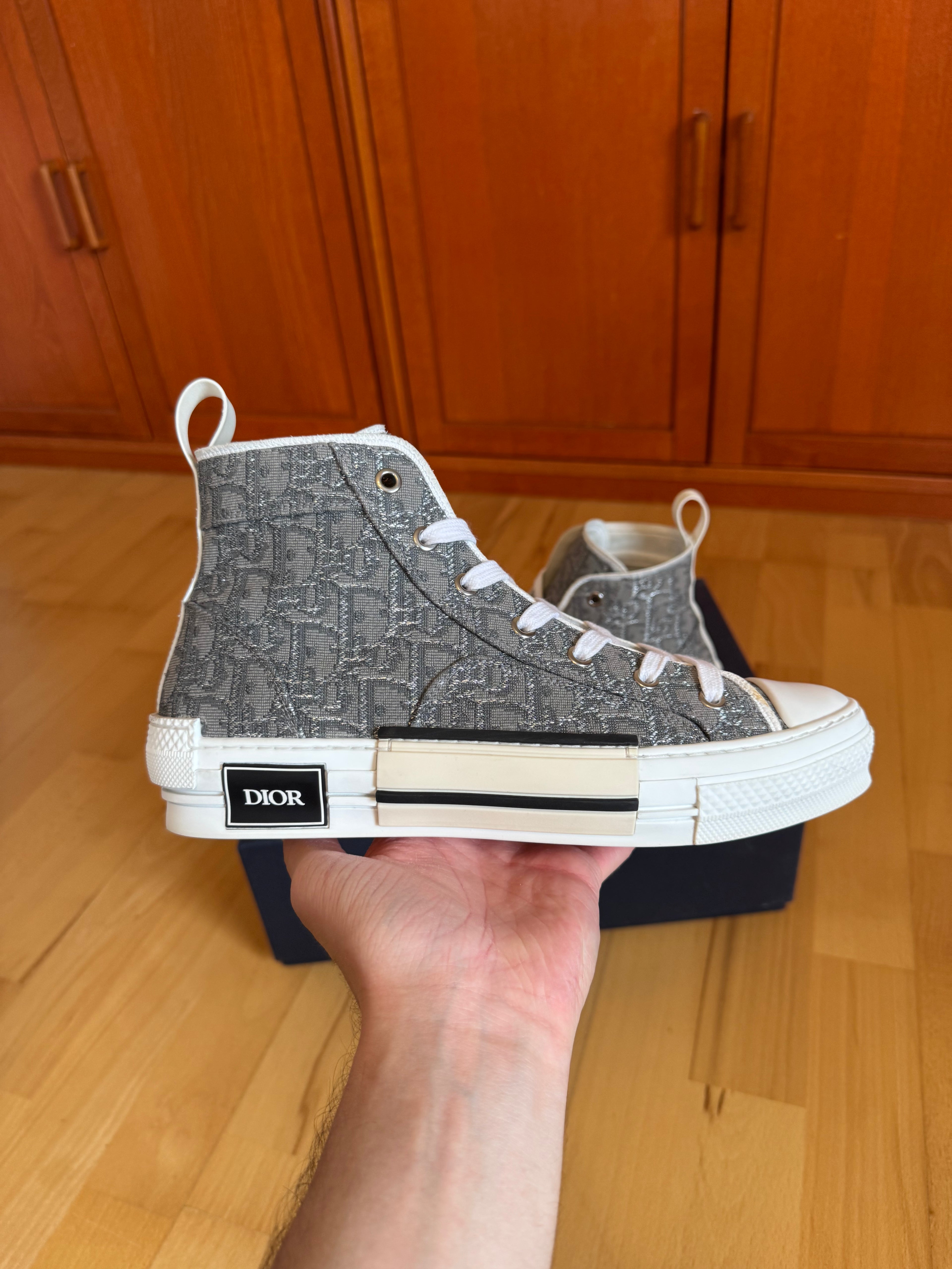 Dior B23 High Grey White Oblique Canvas