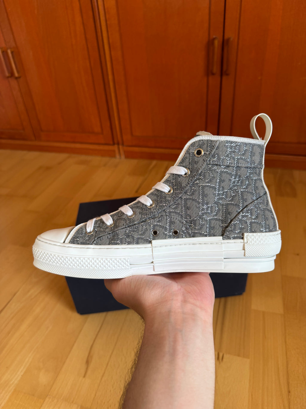 Dior B23 High Grey White Oblique Canvas