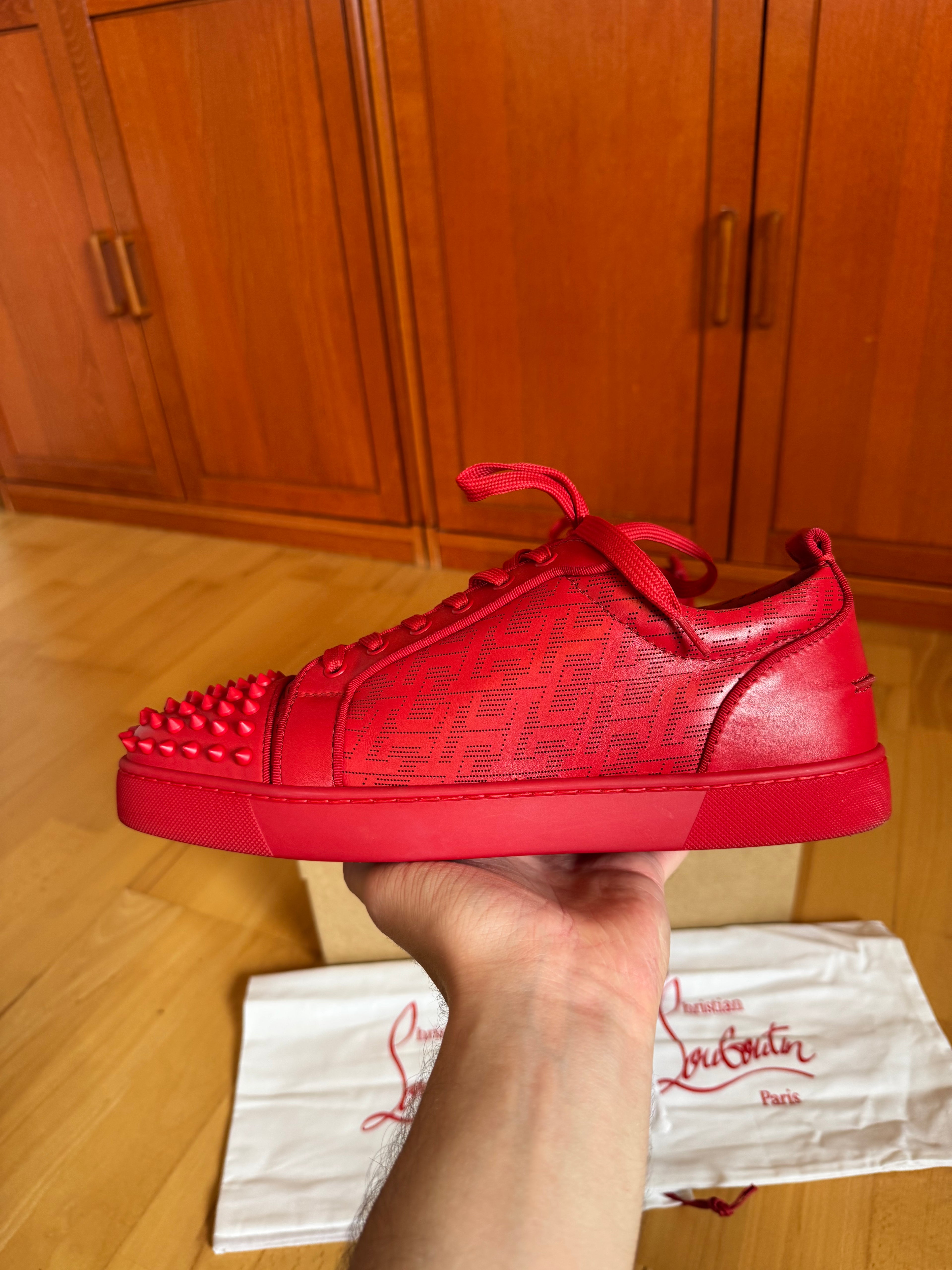 Christian Louboutin Louis Junior Spikes Red CL Pattern