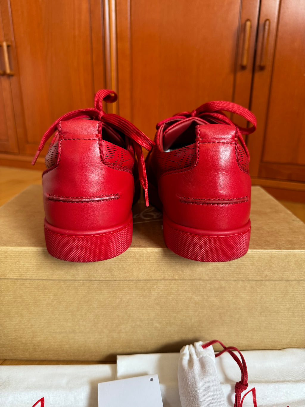 Christian Louboutin Louis Junior Spikes Red CL Pattern