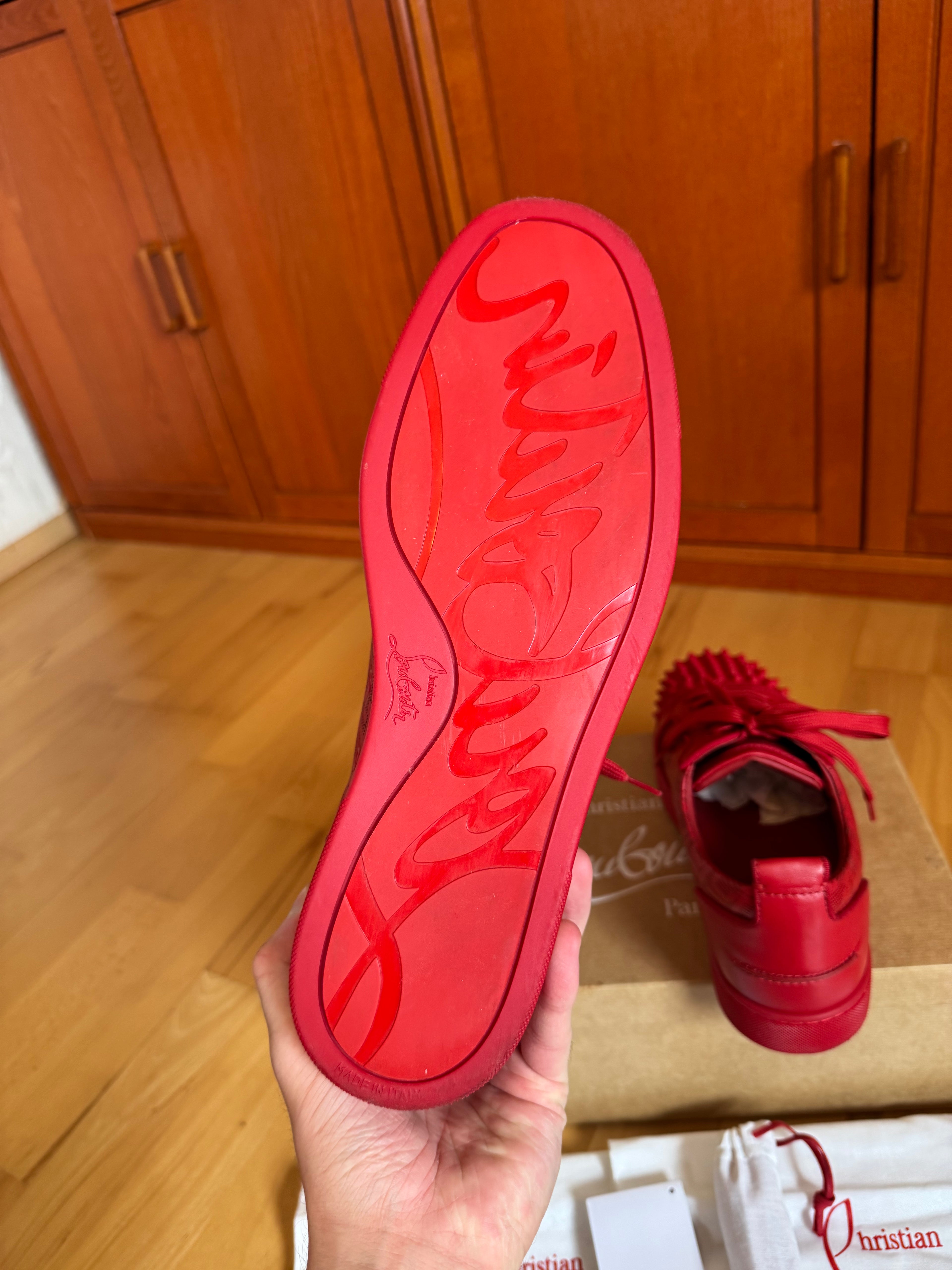 Christian Louboutin Louis Junior Spikes Red CL Pattern
