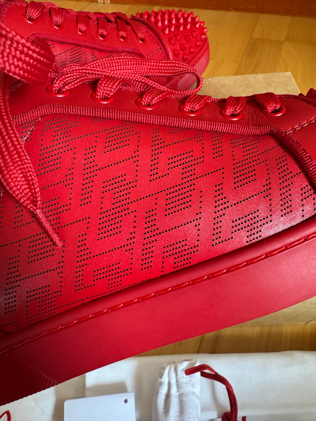 Christian Louboutin Louis Junior Spikes Red CL Pattern