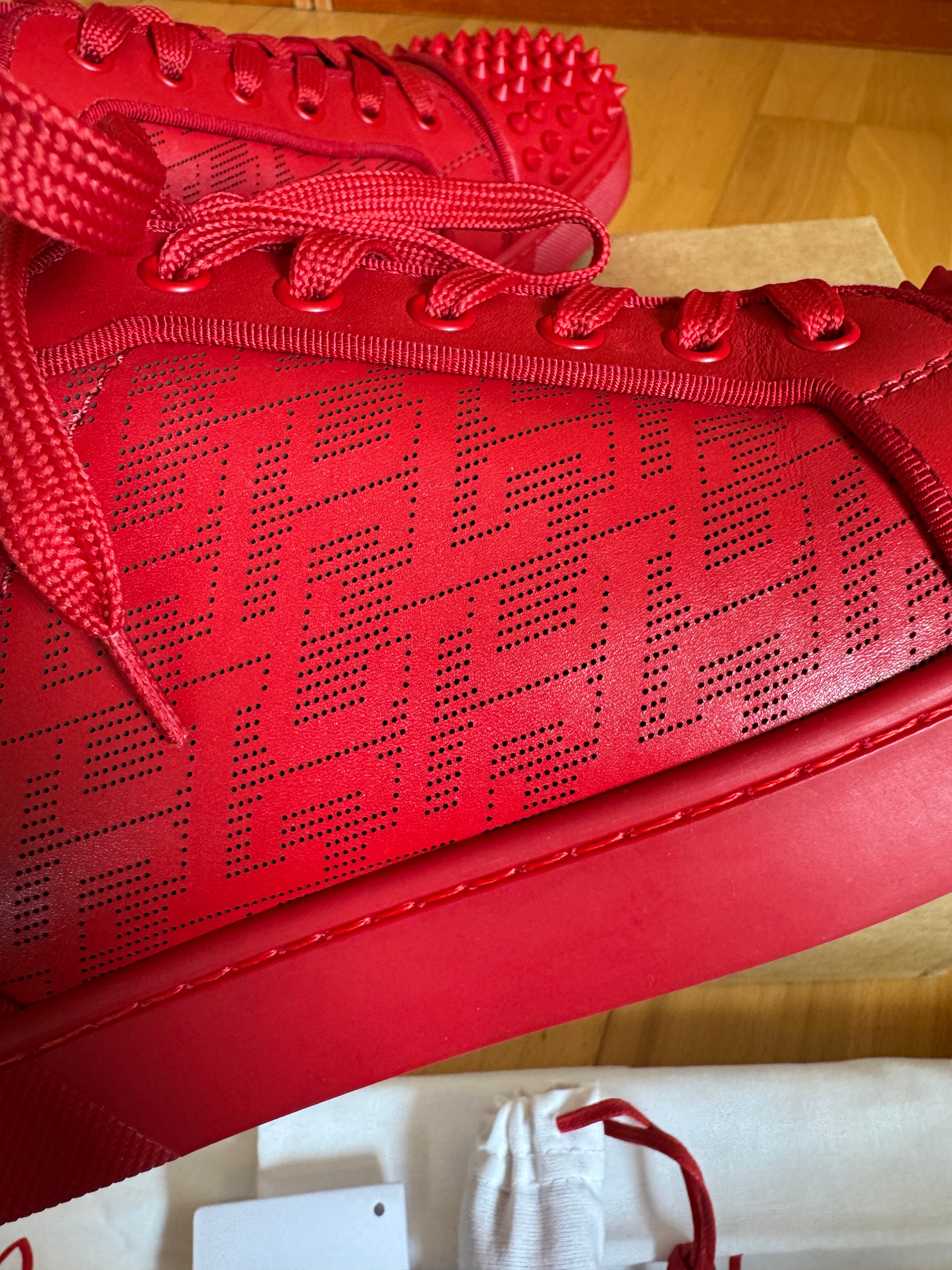 Christian Louboutin Louis Junior Spikes Red CL Pattern