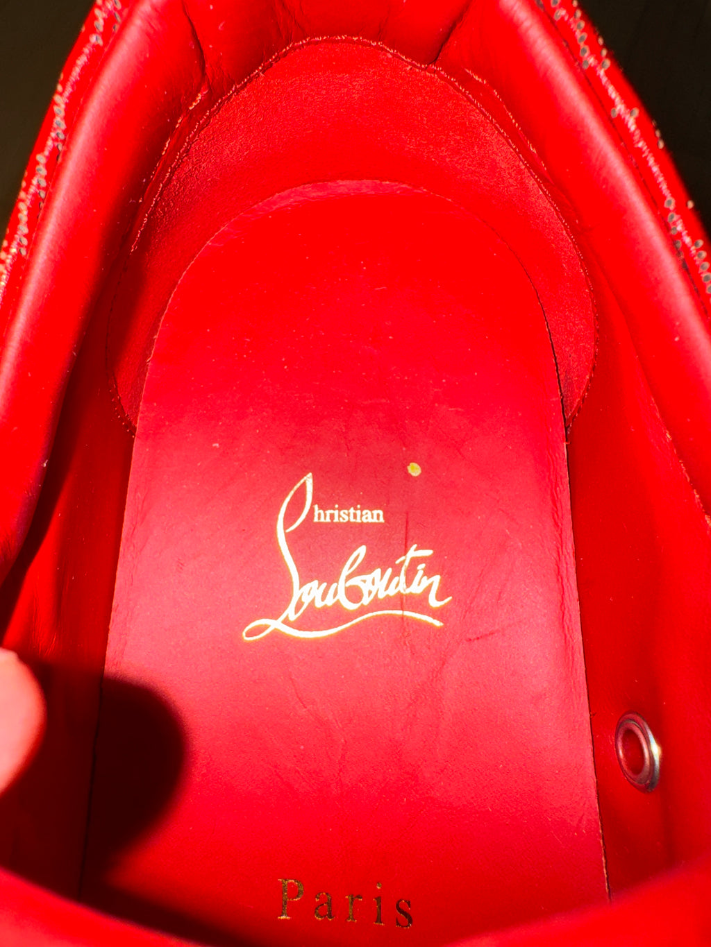 Christian Louboutin Louis Junior Spikes Red CL Pattern
