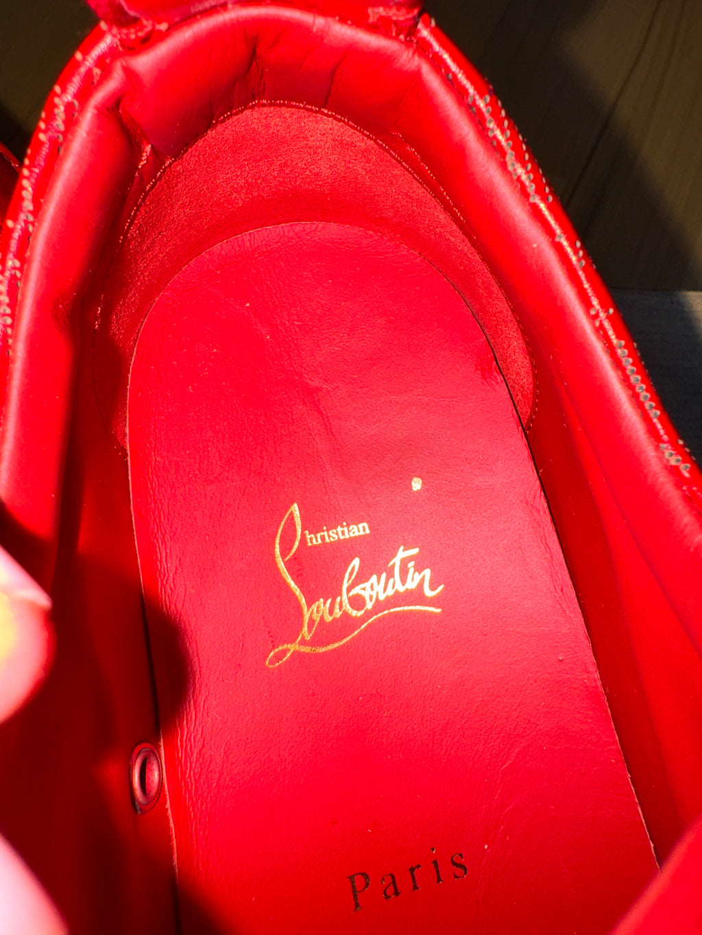 Christian Louboutin Louis Junior Spikes Red CL Pattern