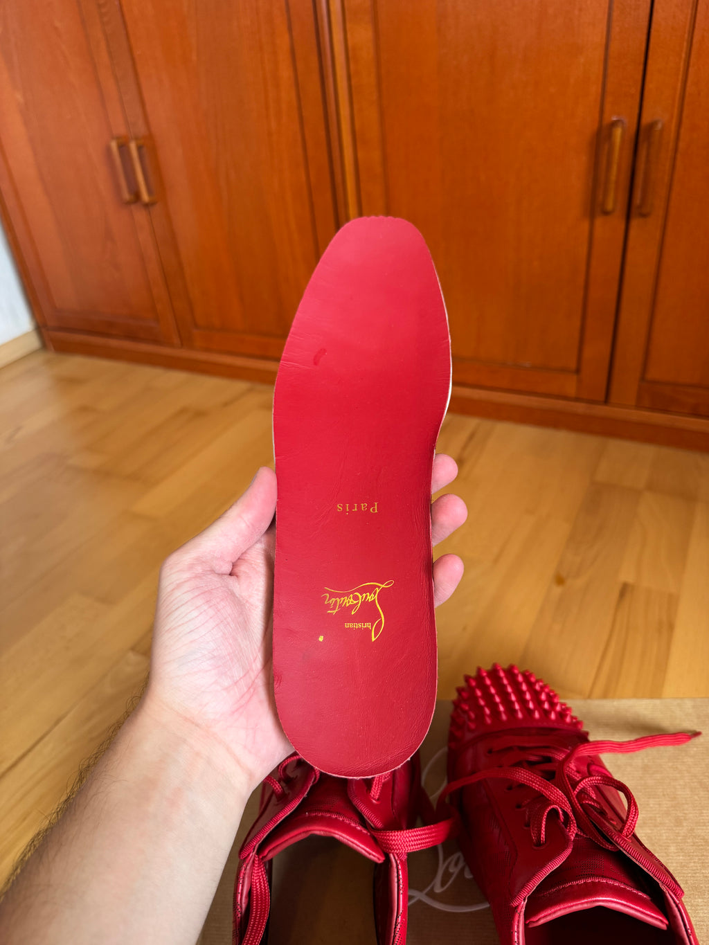 Christian Louboutin Louis Junior Spikes Red CL Pattern