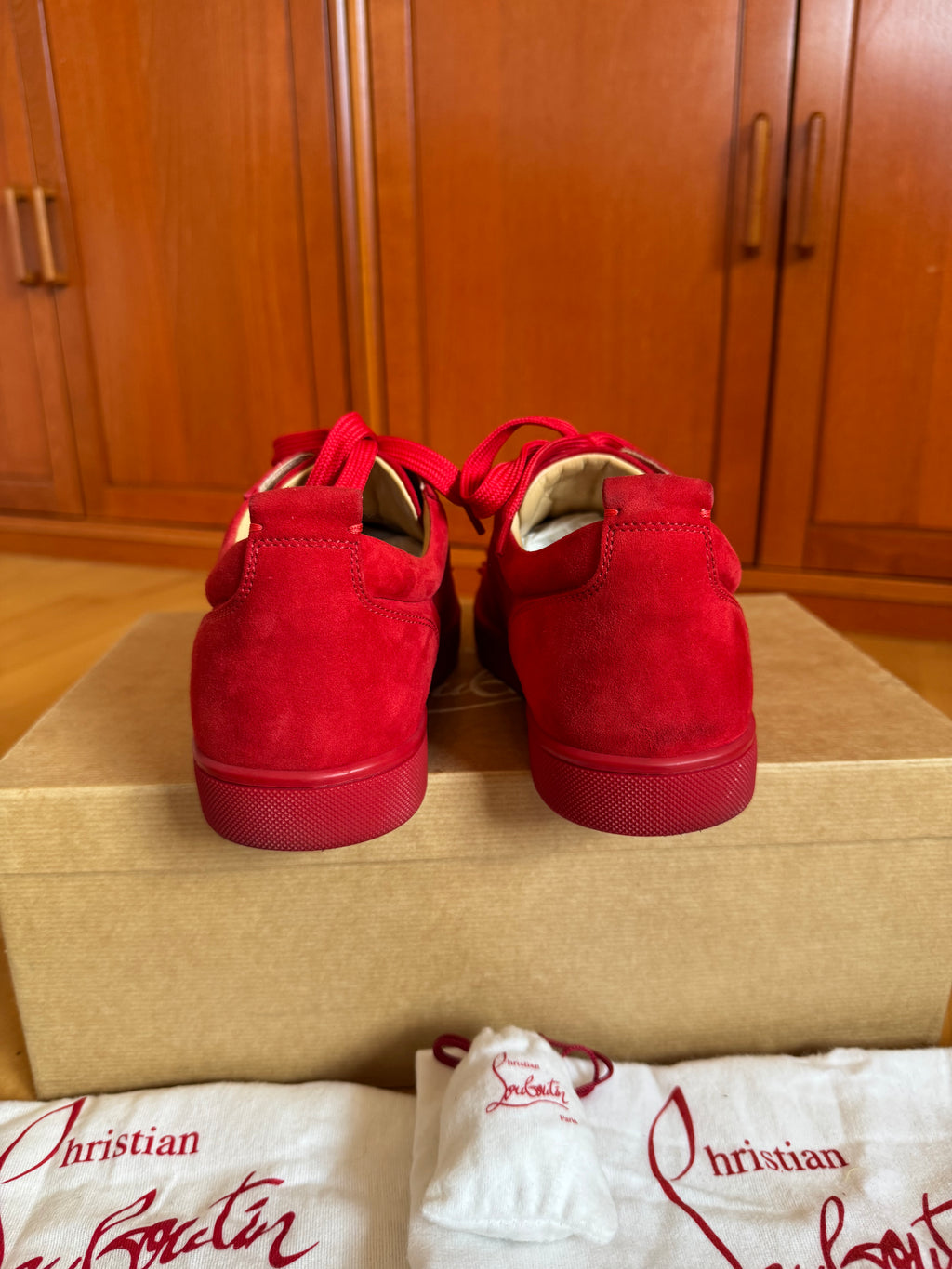 Christian Louboutin Louis Junior Spikes Suede Red