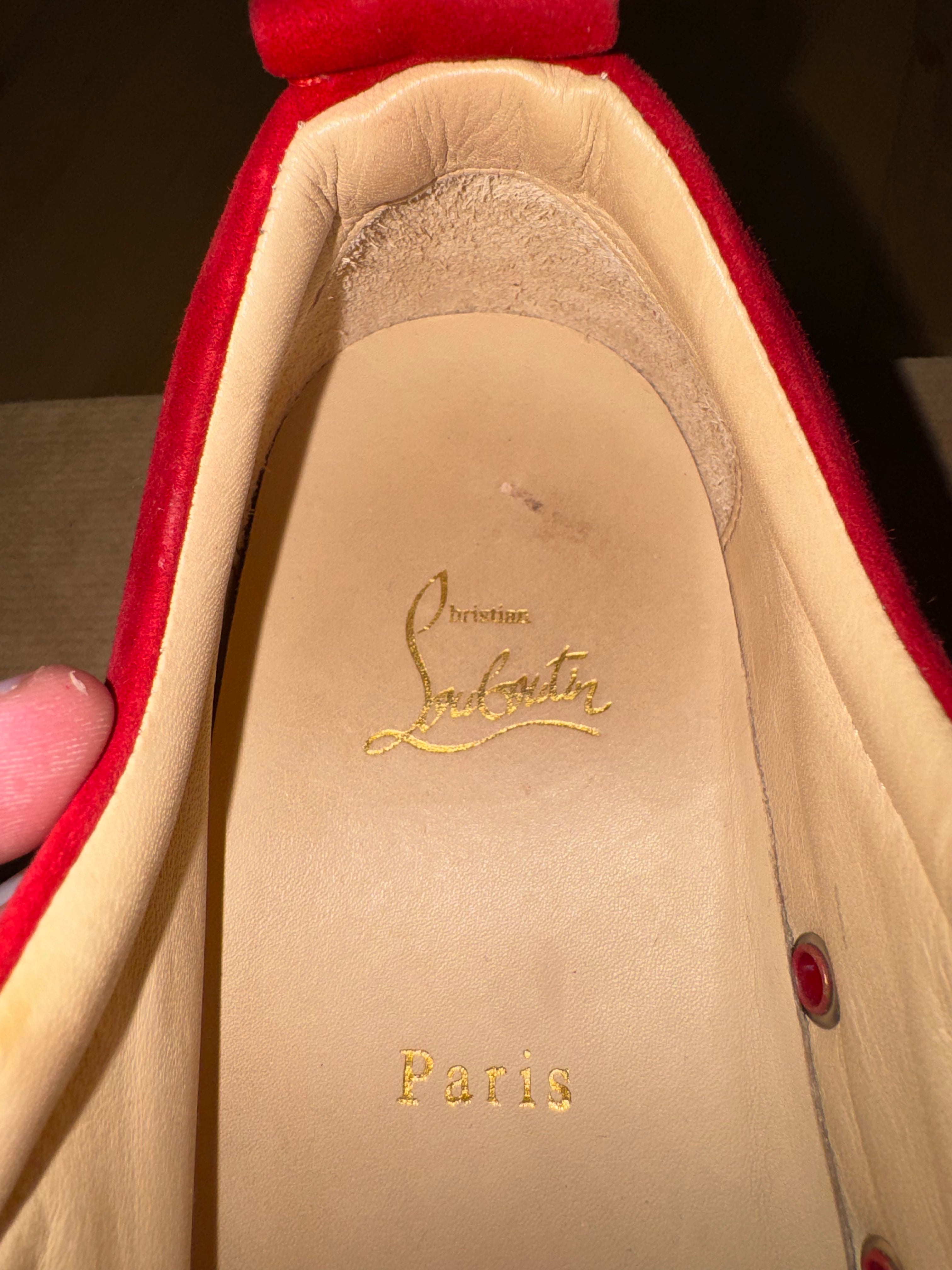 Christian Louboutin Louis Junior Spikes Suede Red