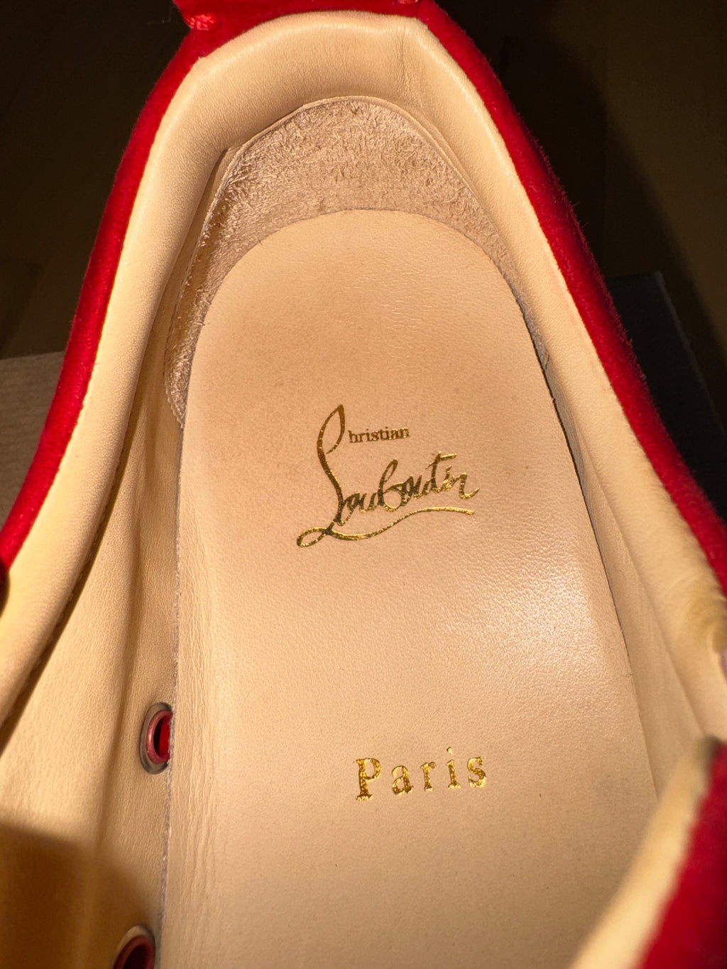 Christian Louboutin Louis Junior Spikes Suede Red