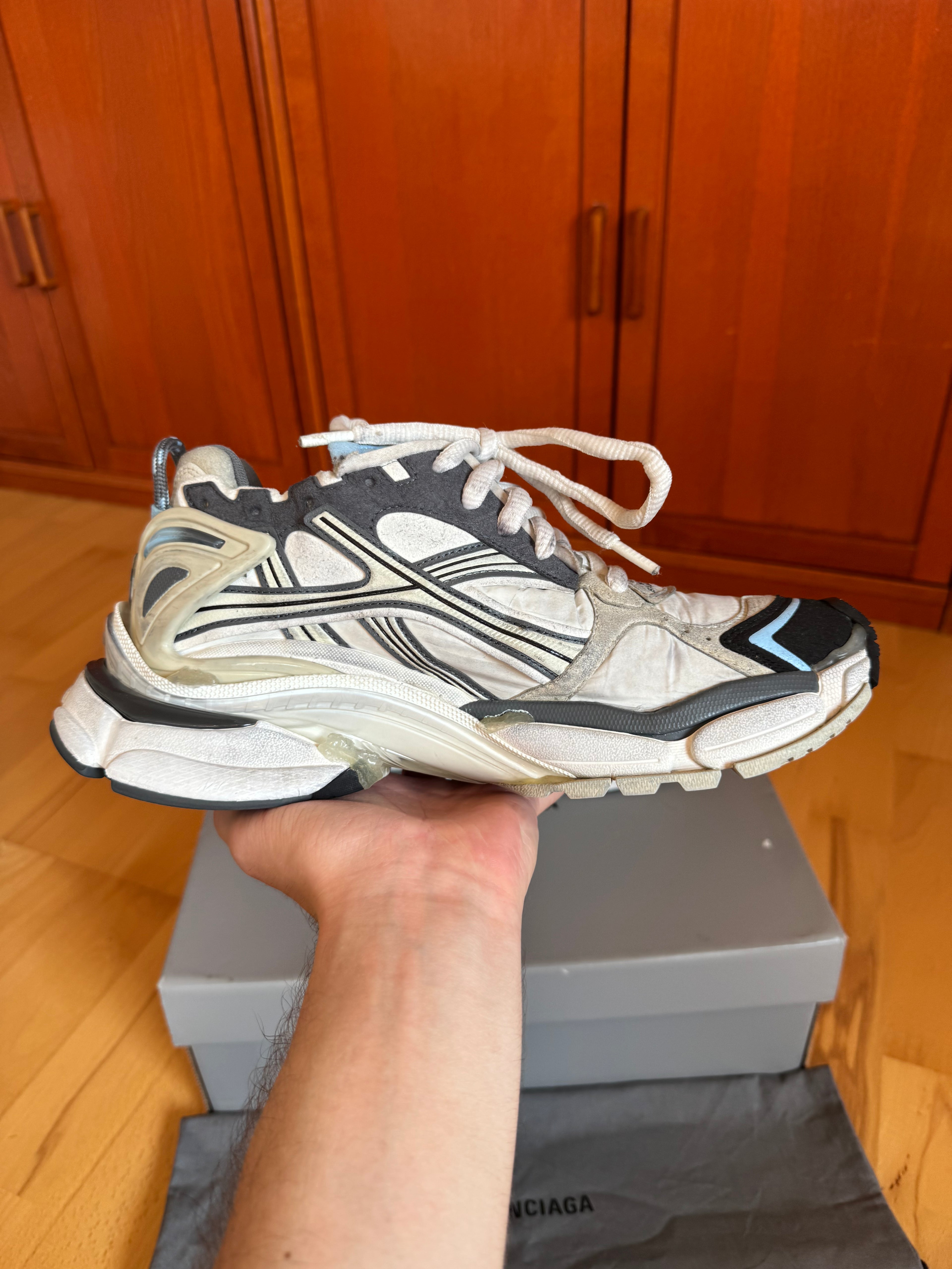 Balenciaga Runner Gray Blue White Nylon Suede