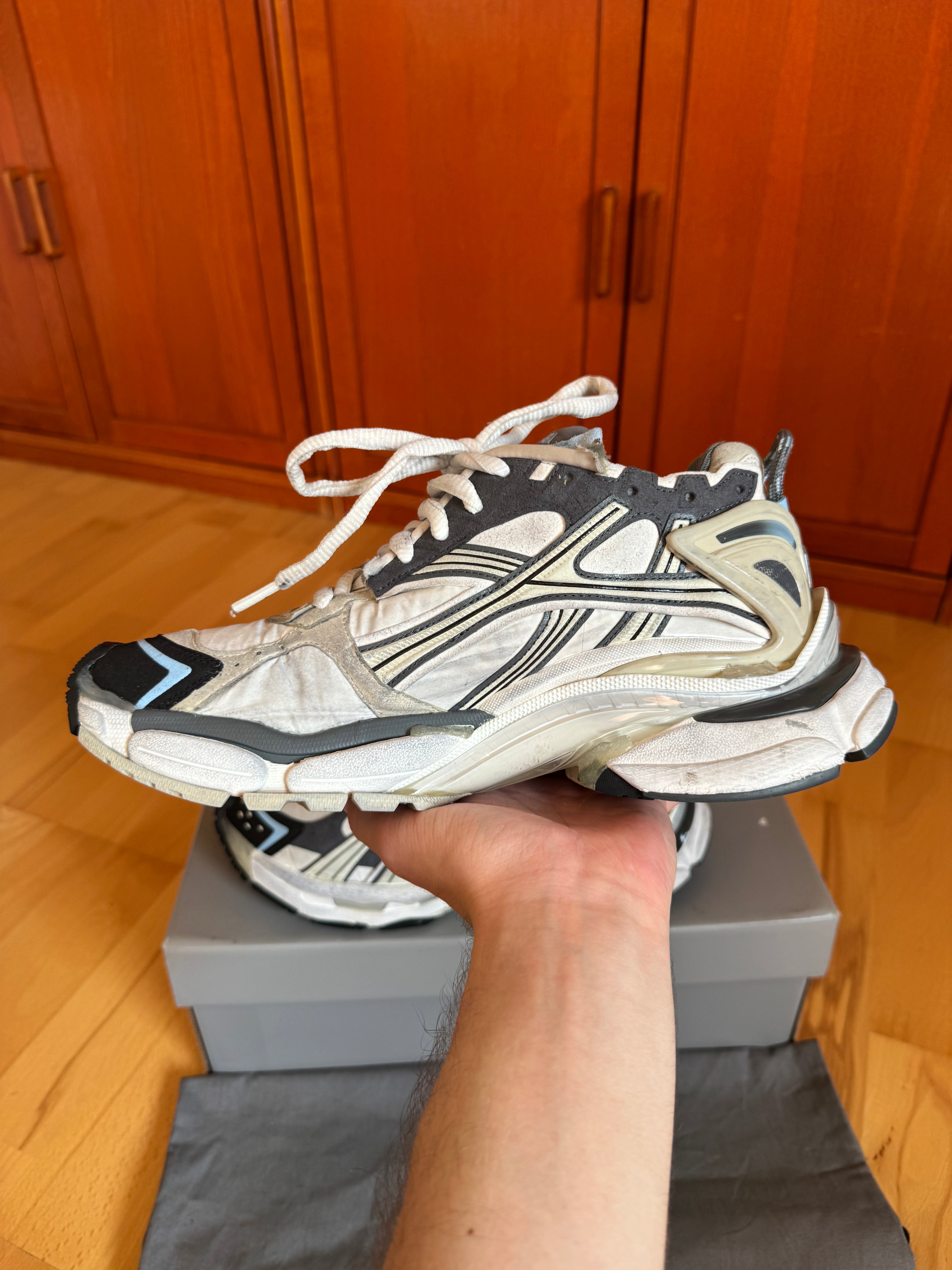 Balenciaga Runner Gray Blue White Nylon Suede