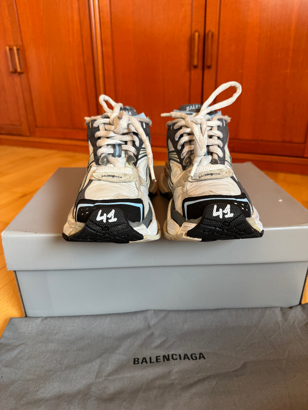 Balenciaga Runner Gray Blue White Nylon Suede