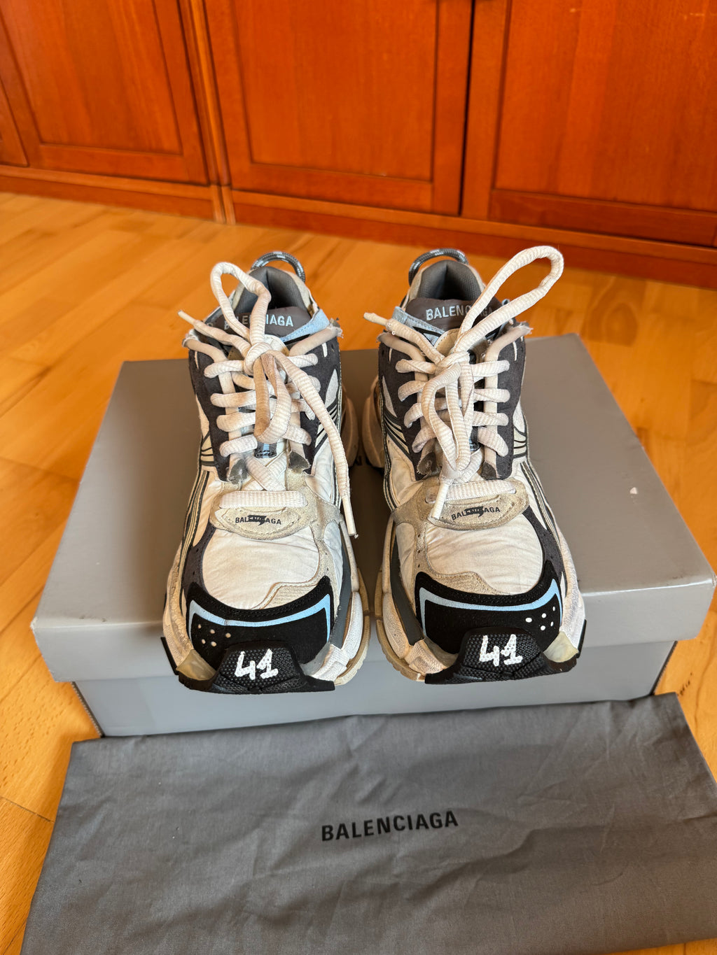 Balenciaga Runner Gray Blue White Nylon Suede