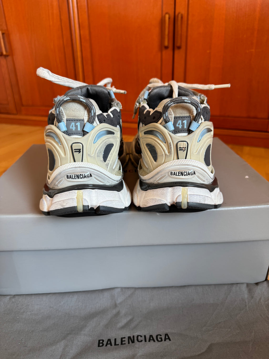 Balenciaga Runner Gray Blue White Nylon Suede
