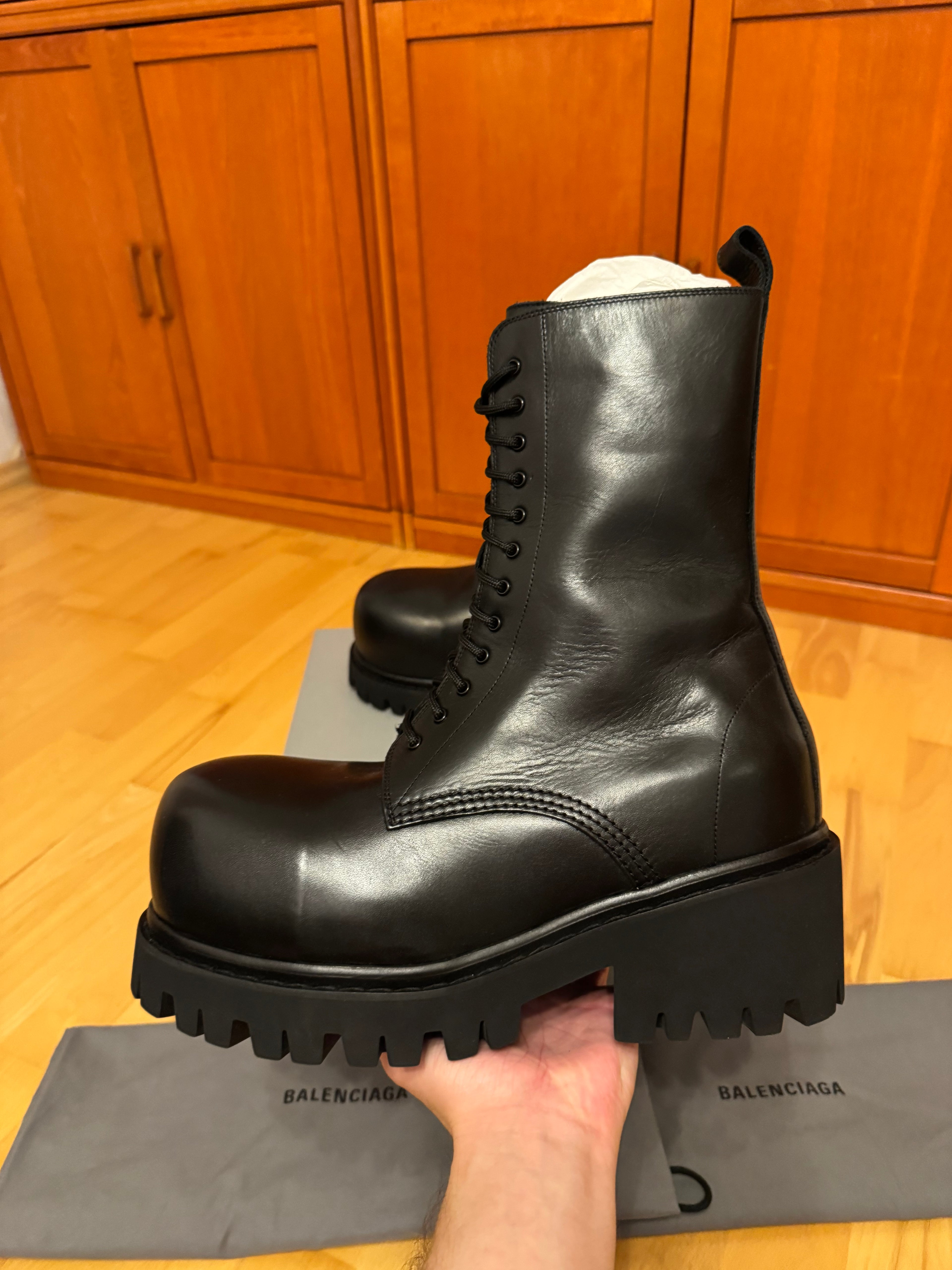 Balenciaga Stomper Leather Black Boots
