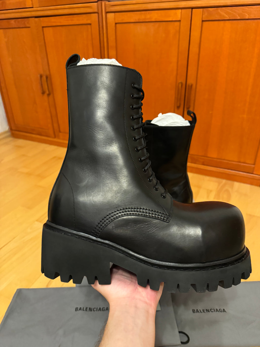 Balenciaga Stomper Leather Black Boots