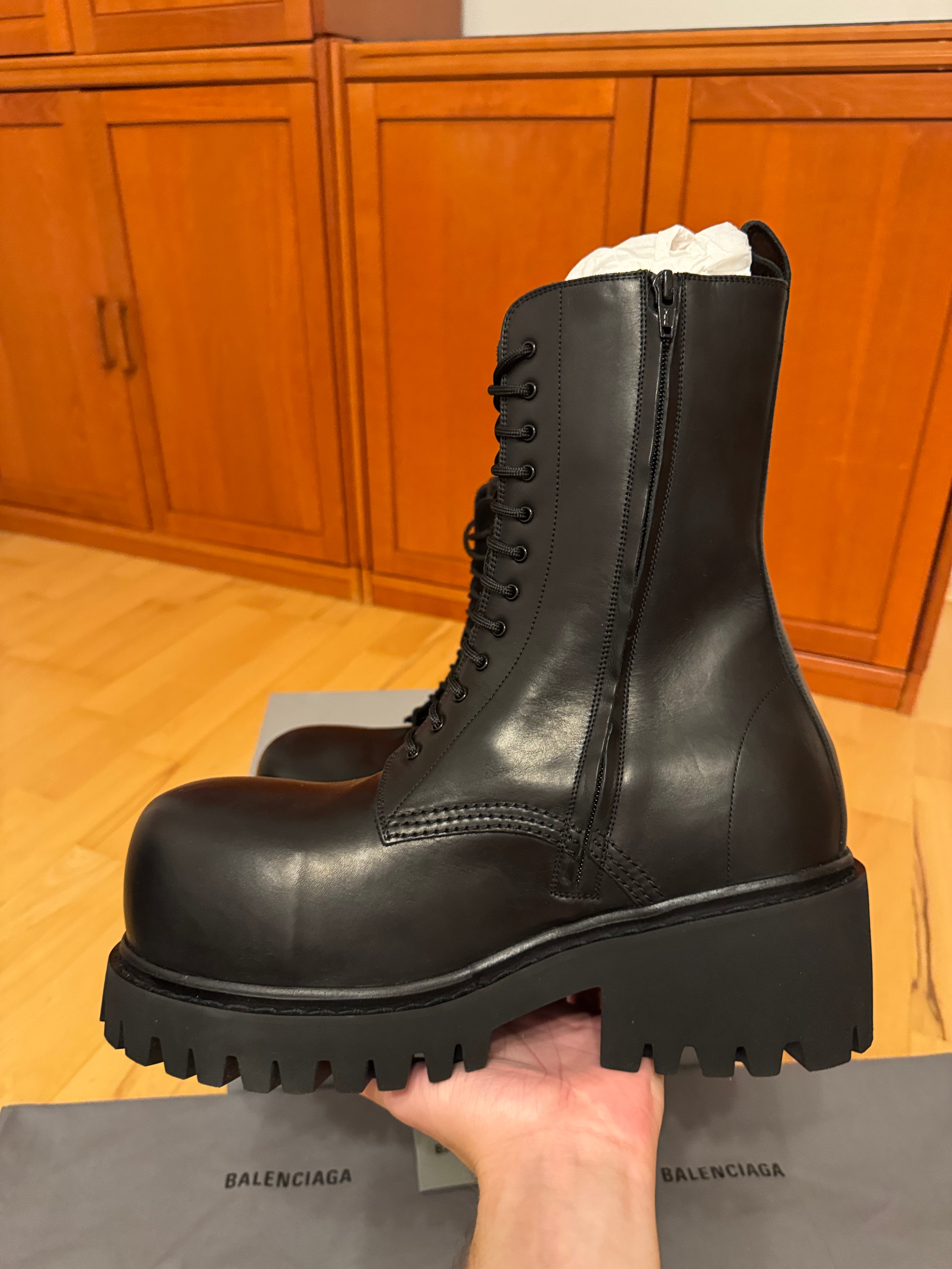 Balenciaga Stomper Leather Black Boots