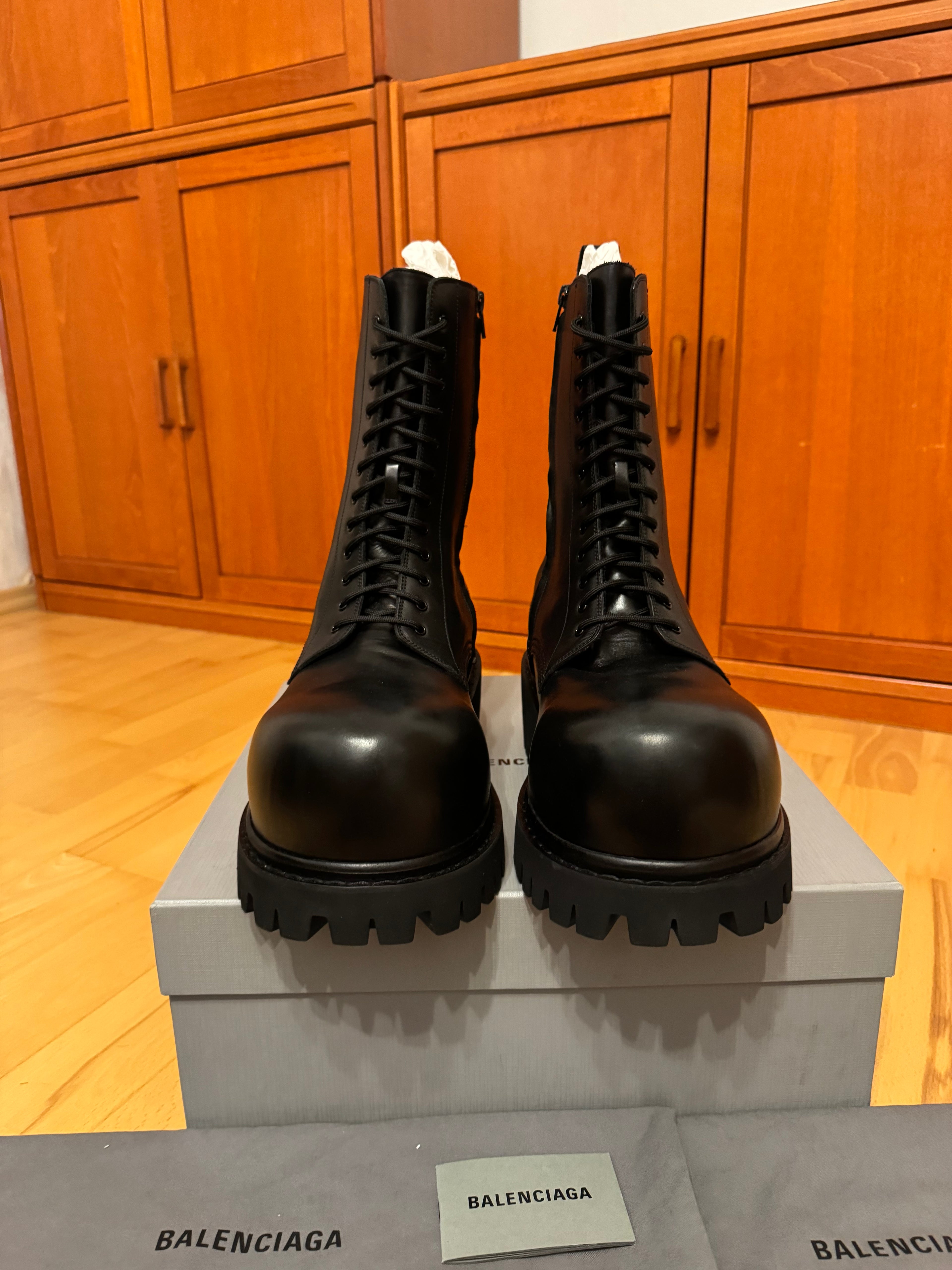 Balenciaga Stomper Leather Black Boots