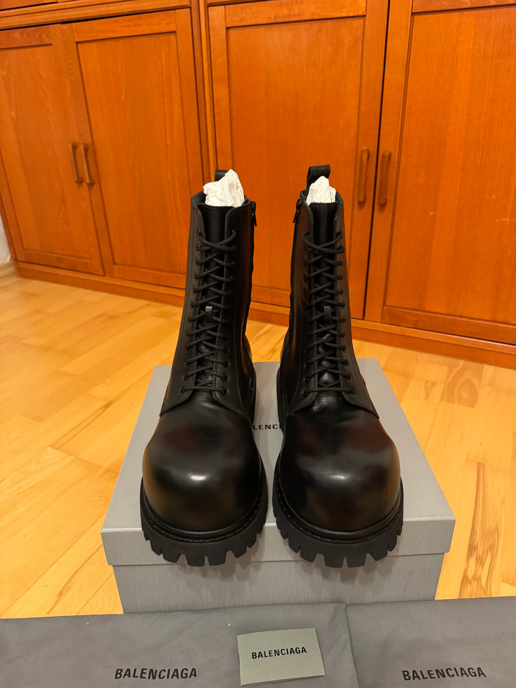 Balenciaga Stomper Leather Black Boots