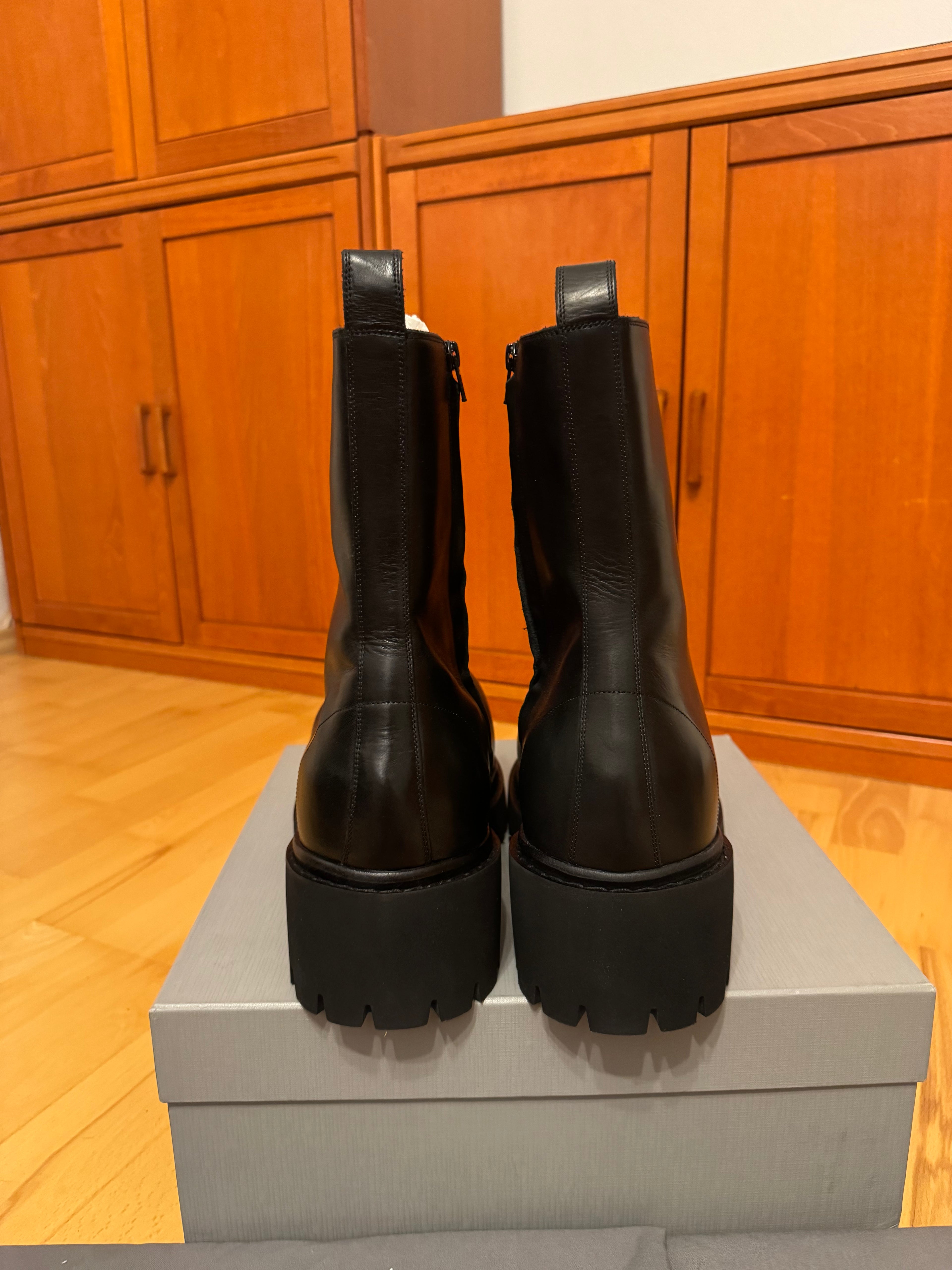 Balenciaga Stomper Leather Black Boots