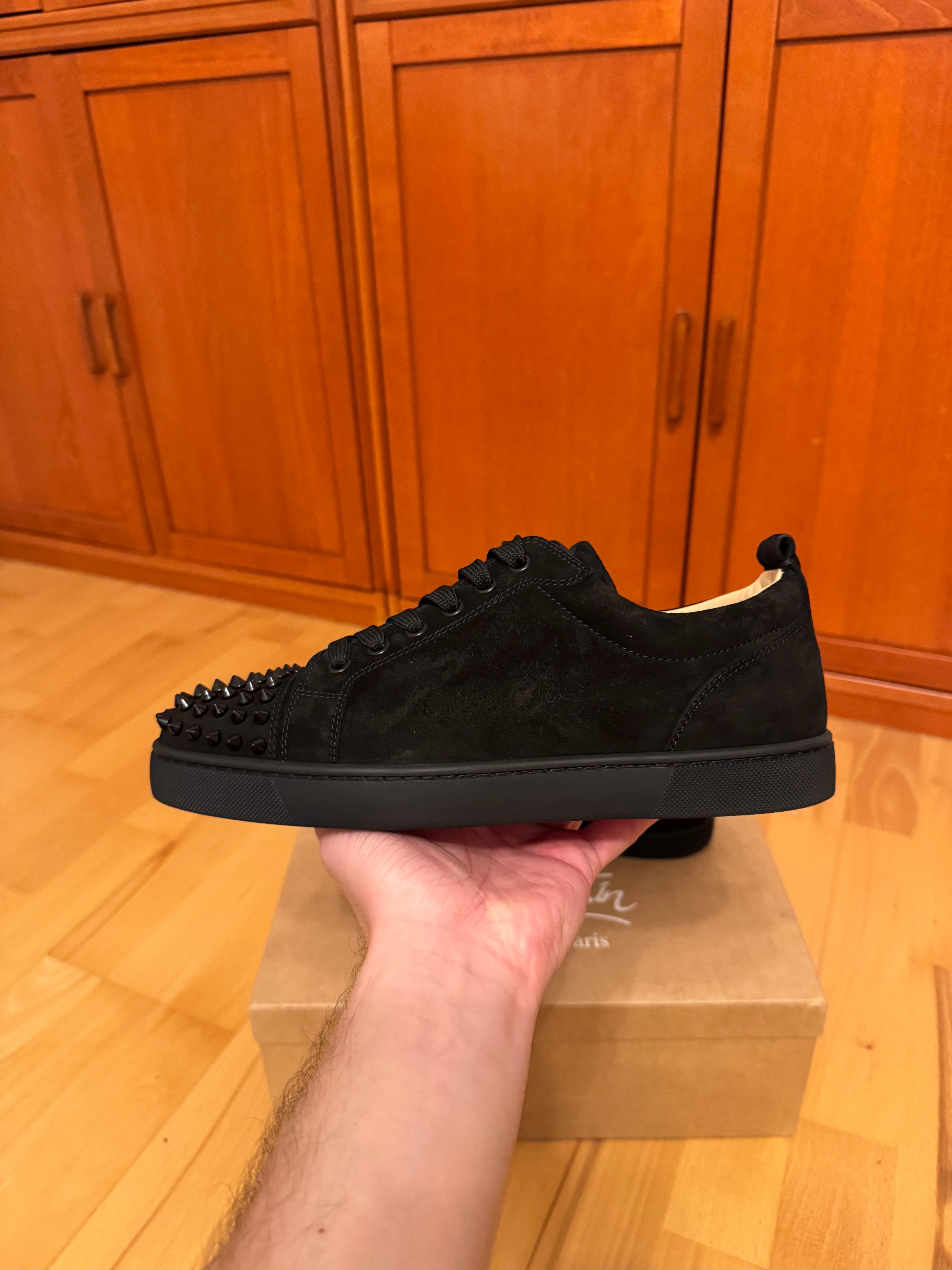 Christian Louboutin Louis Junior Spikes Suede Black