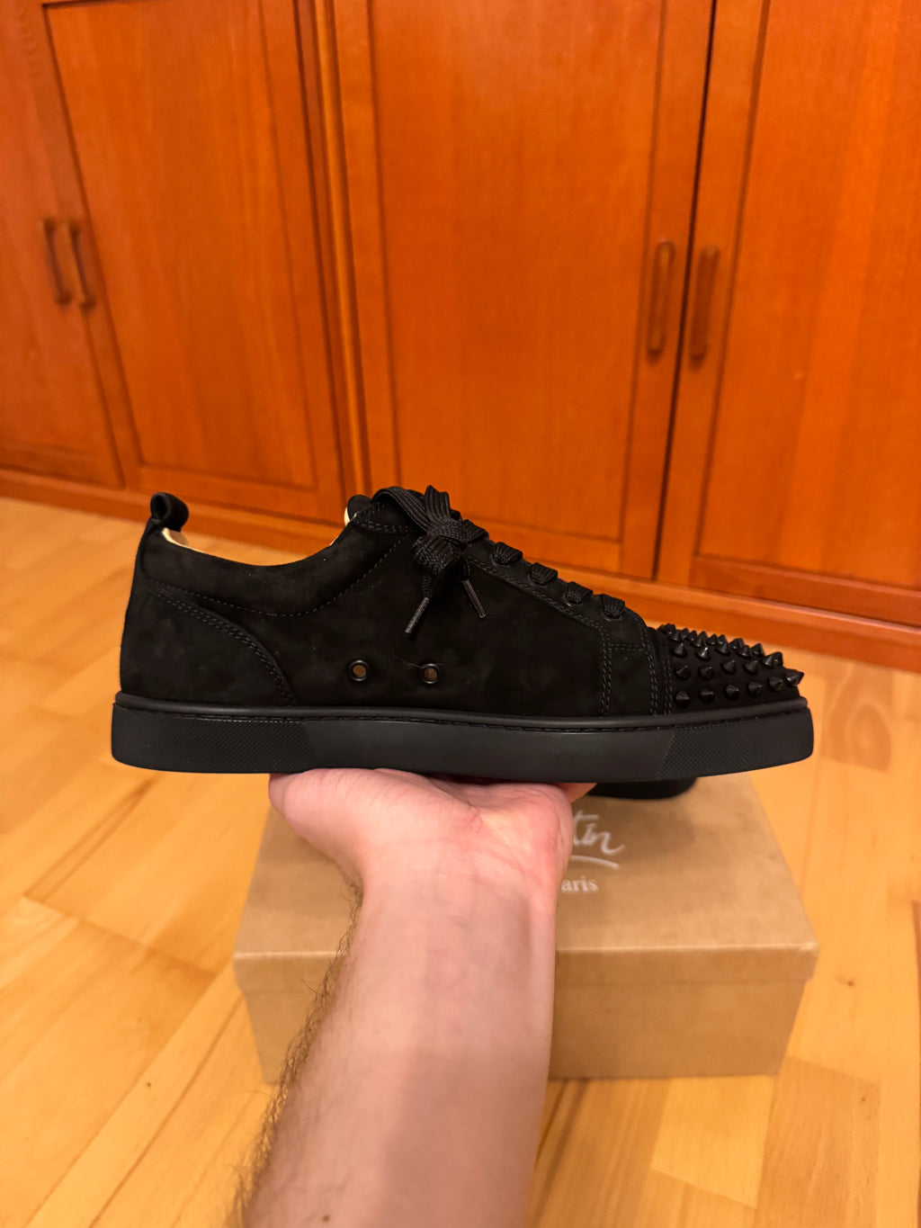 Christian Louboutin Louis Junior Spikes Suede Black