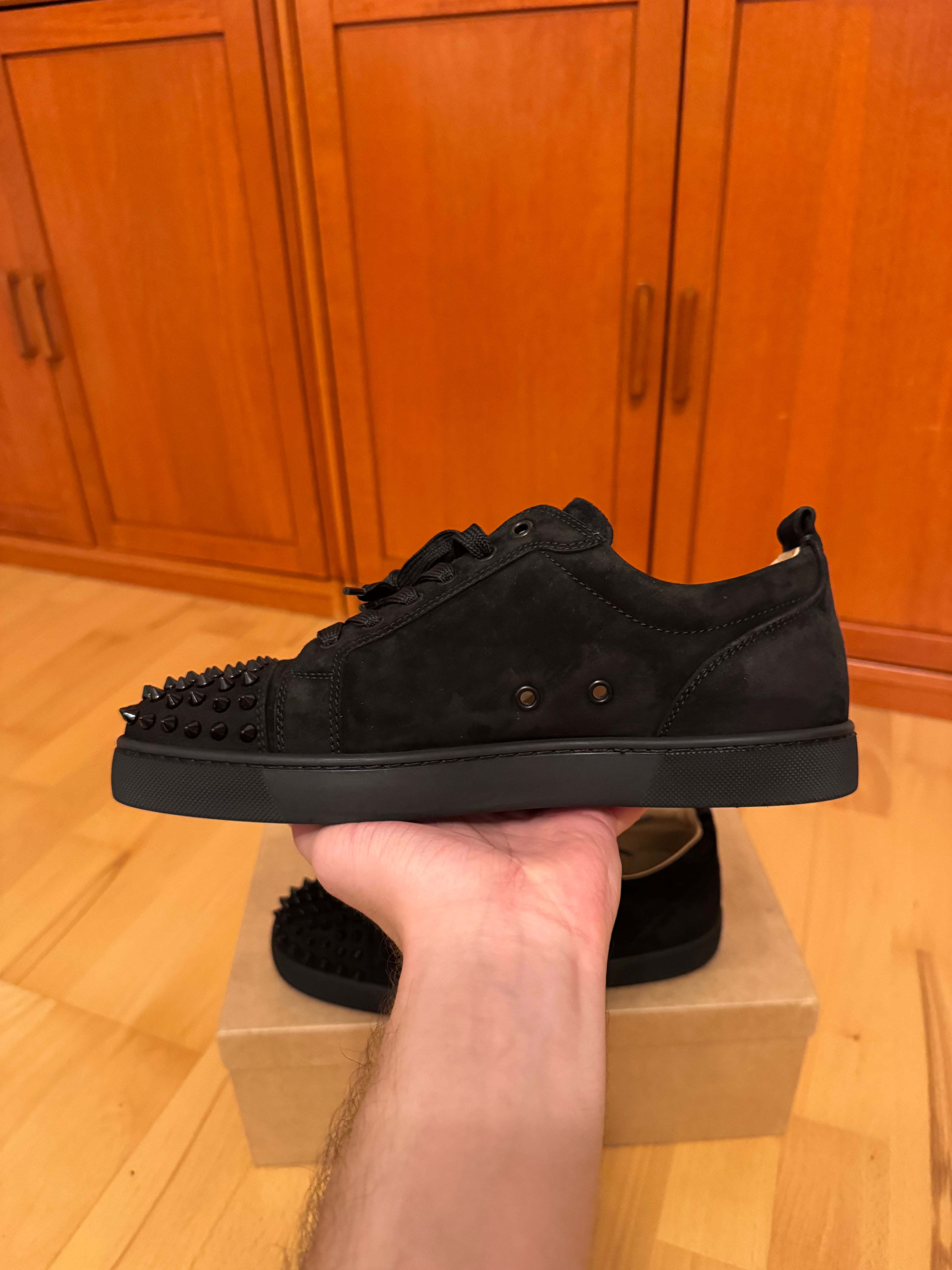 Christian Louboutin Louis Junior Spikes Suede Black