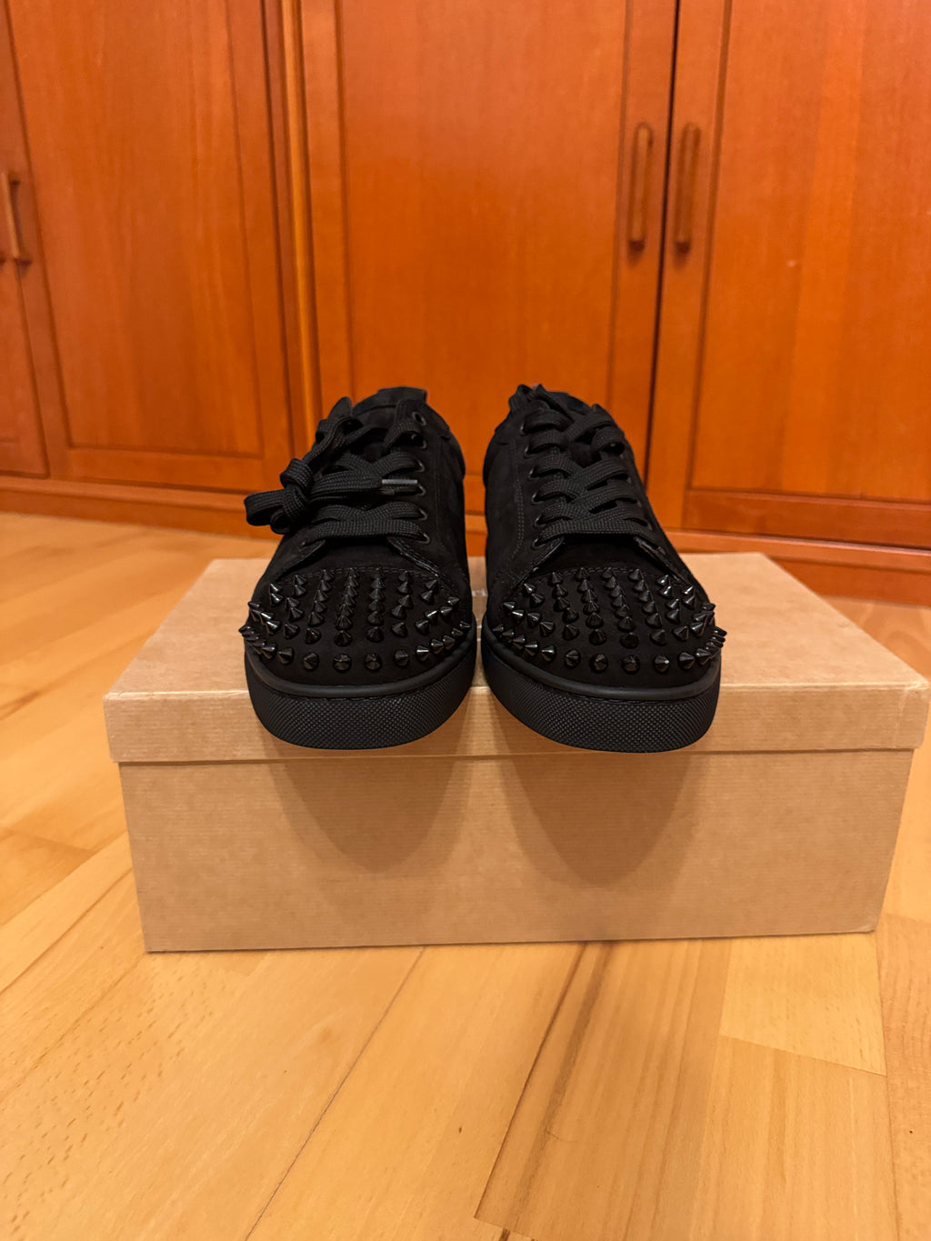 Christian Louboutin Louis Junior Spikes Suede Black