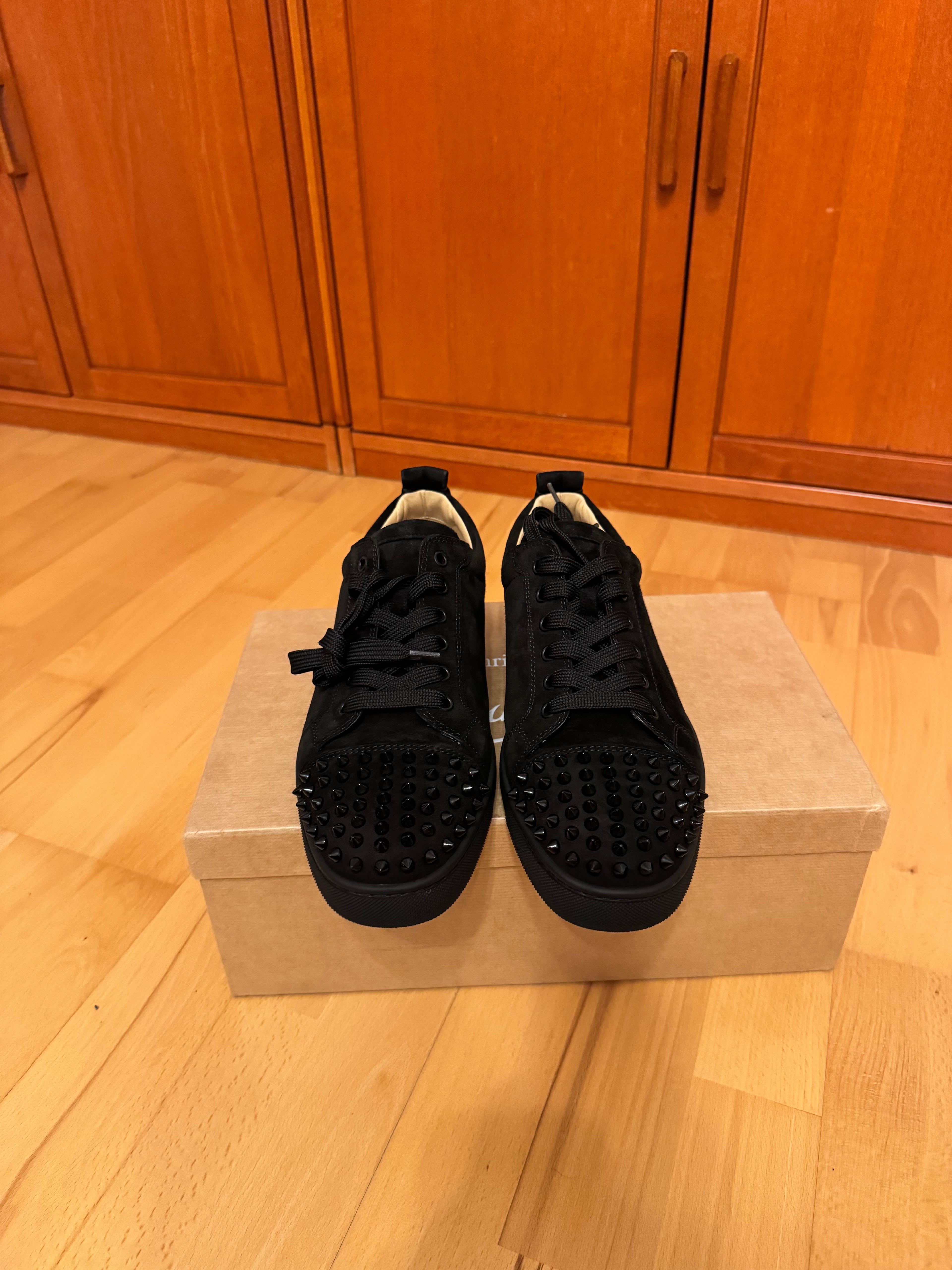 Christian Louboutin Louis Junior Spikes Suede Black