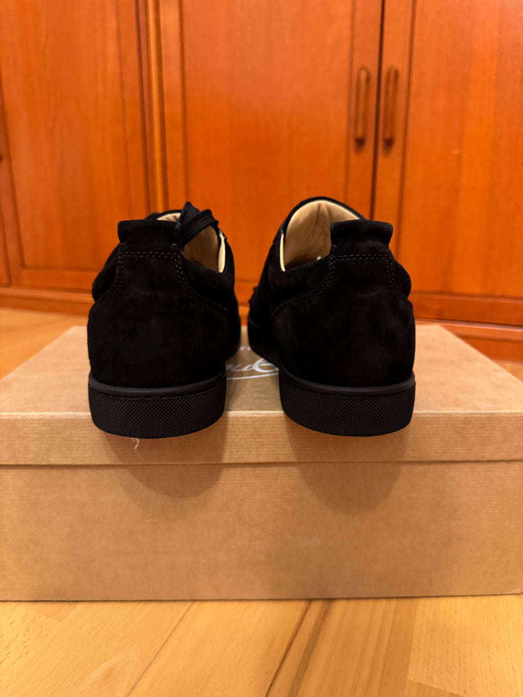 Christian Louboutin Louis Junior Spikes Suede Black