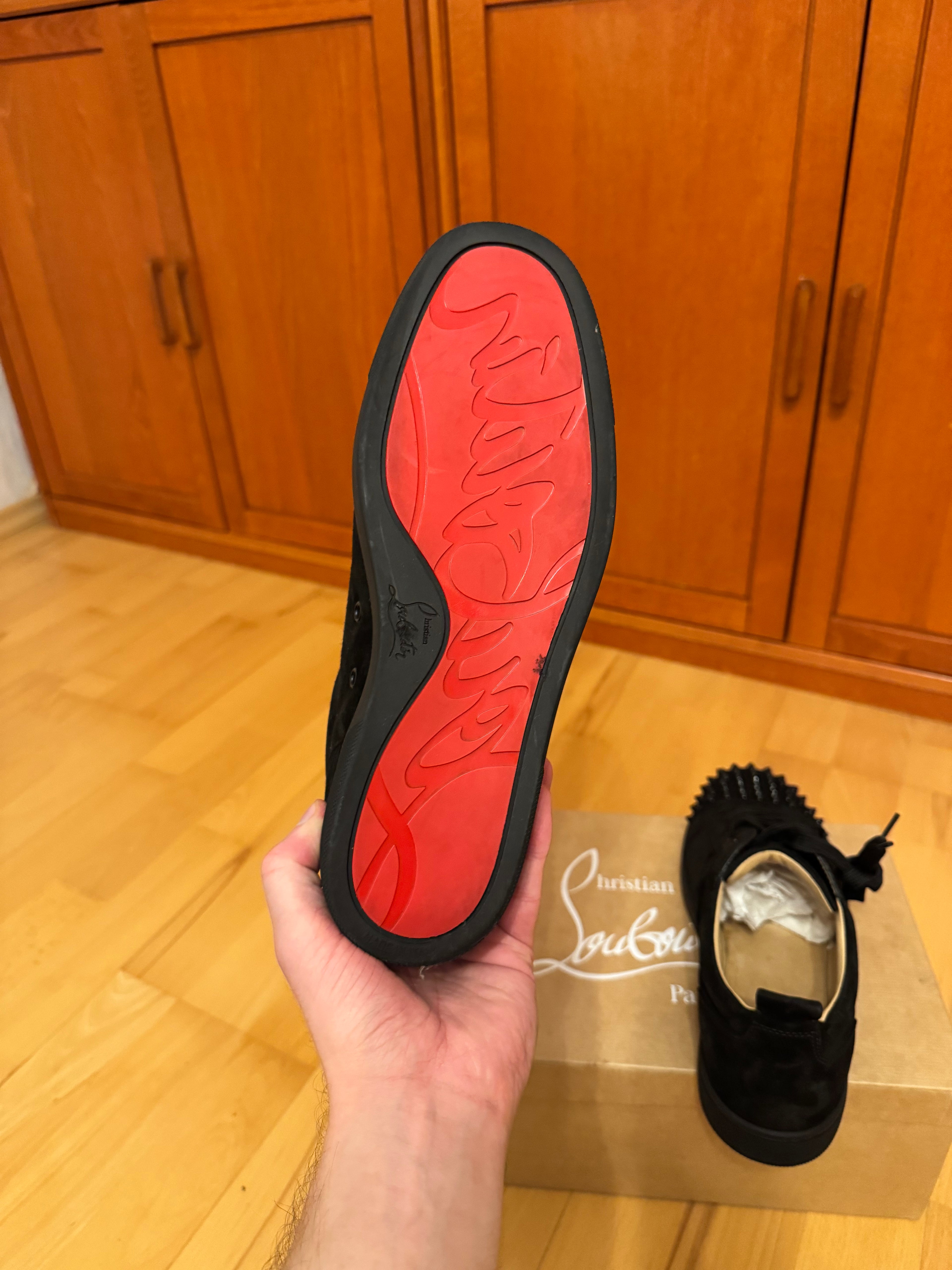 Christian Louboutin Louis Junior Spikes Suede Black