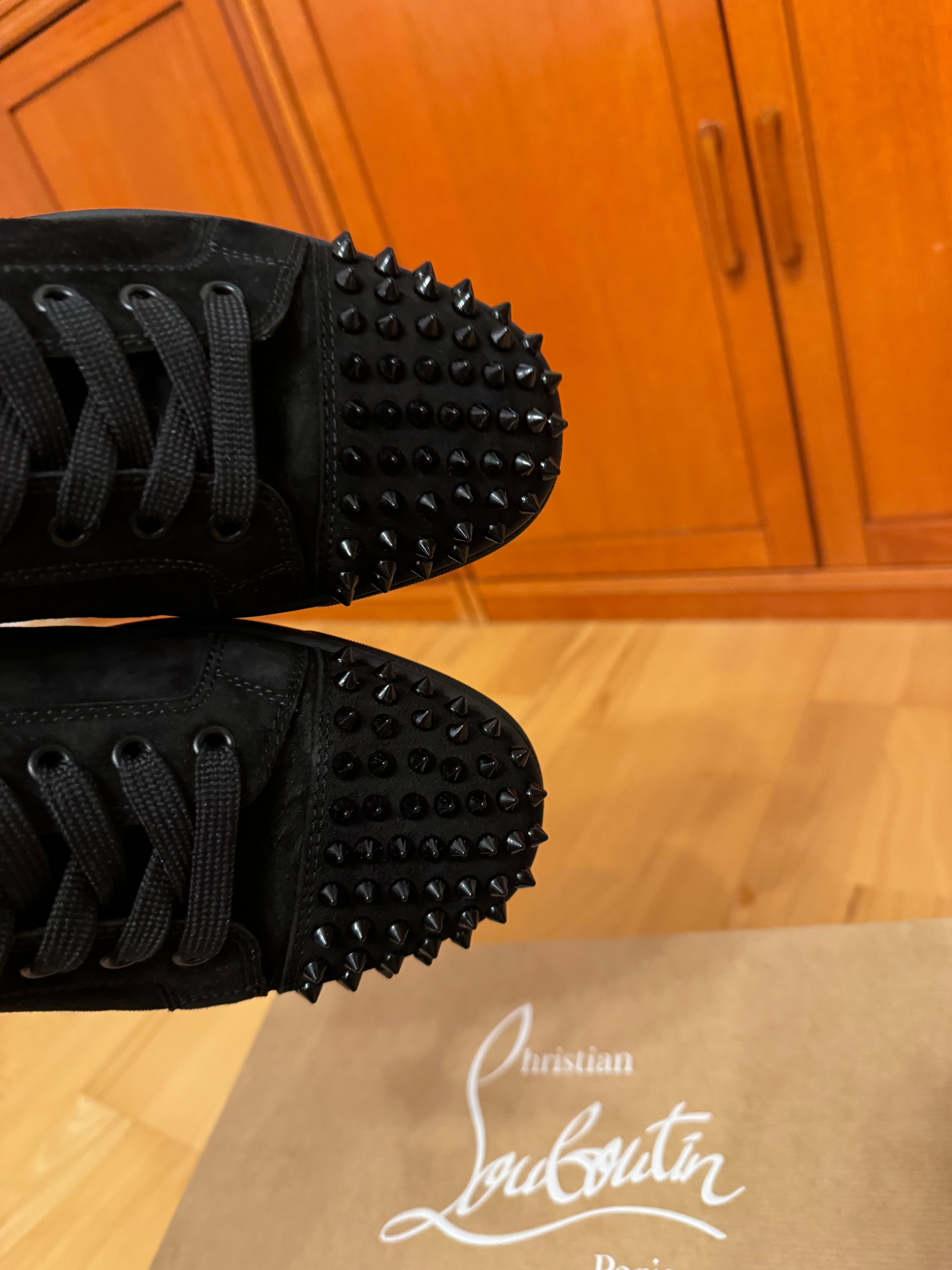 Christian Louboutin Louis Junior Spikes Suede Black