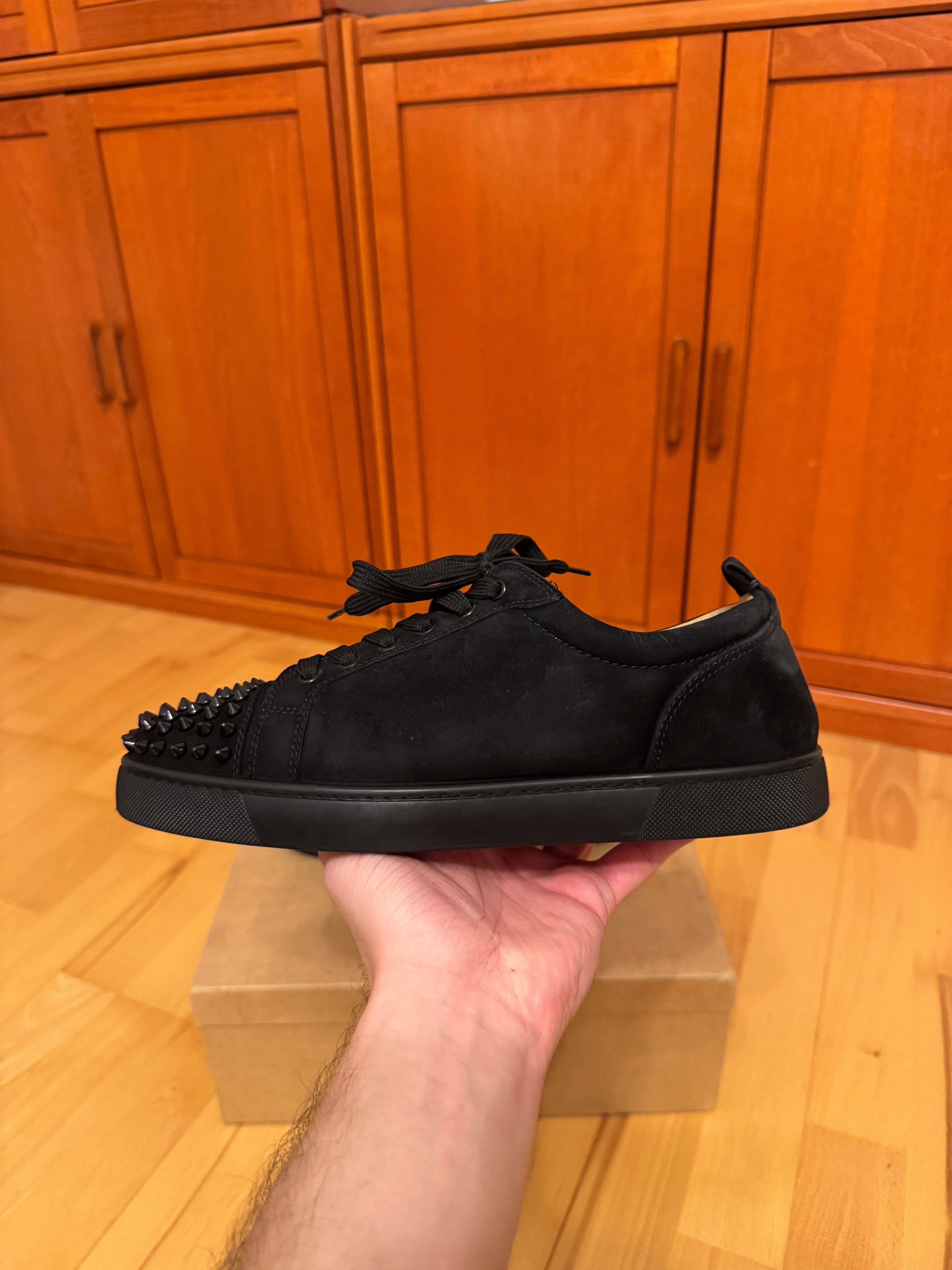 Christian Louboutin Louis Junior Spikes Suede Black