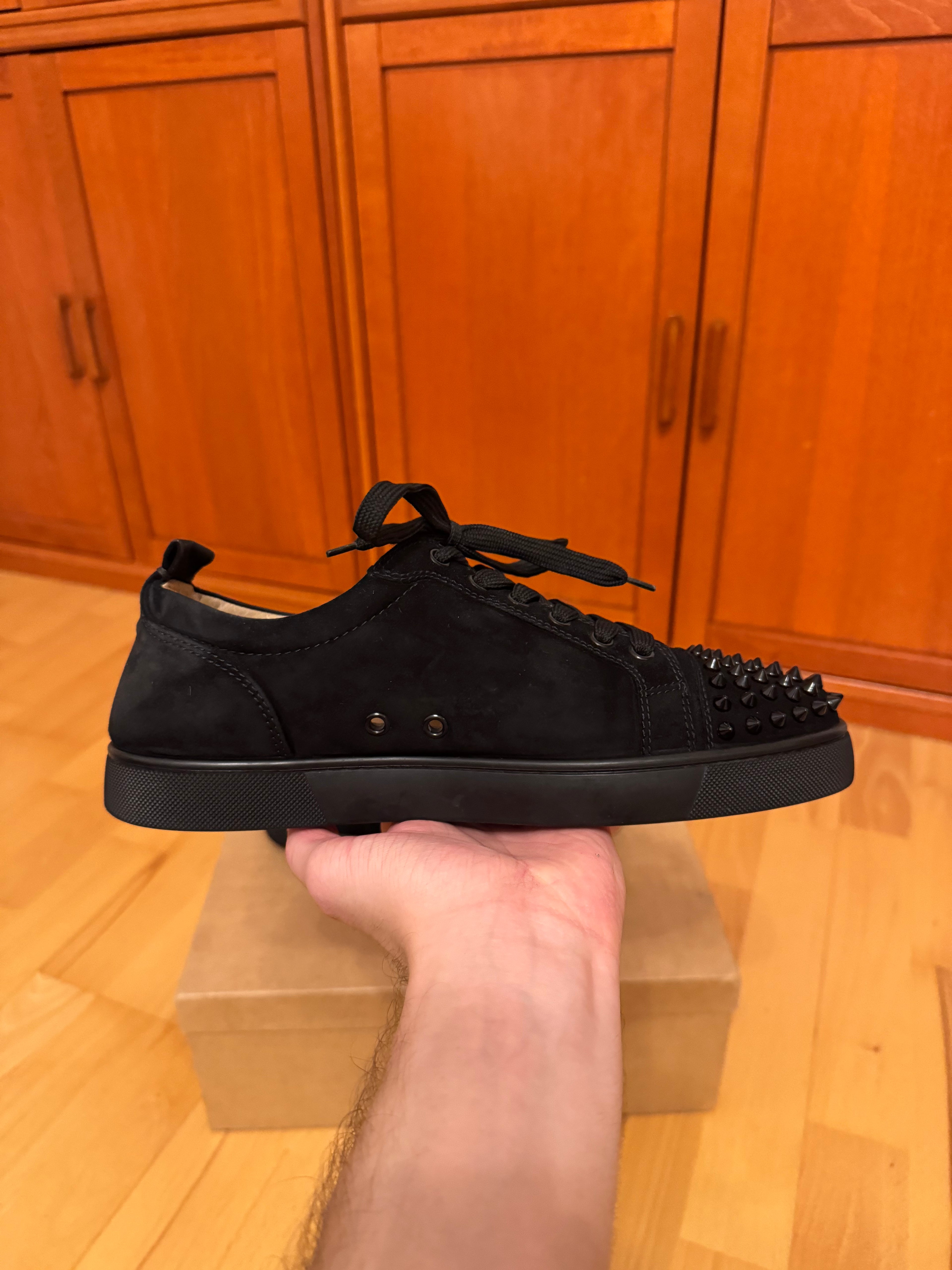 Christian Louboutin Louis Junior Spikes Suede Black