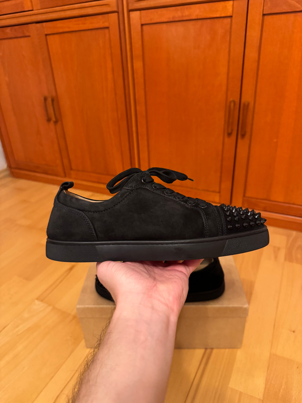 Christian Louboutin Louis Junior Spikes Suede Black