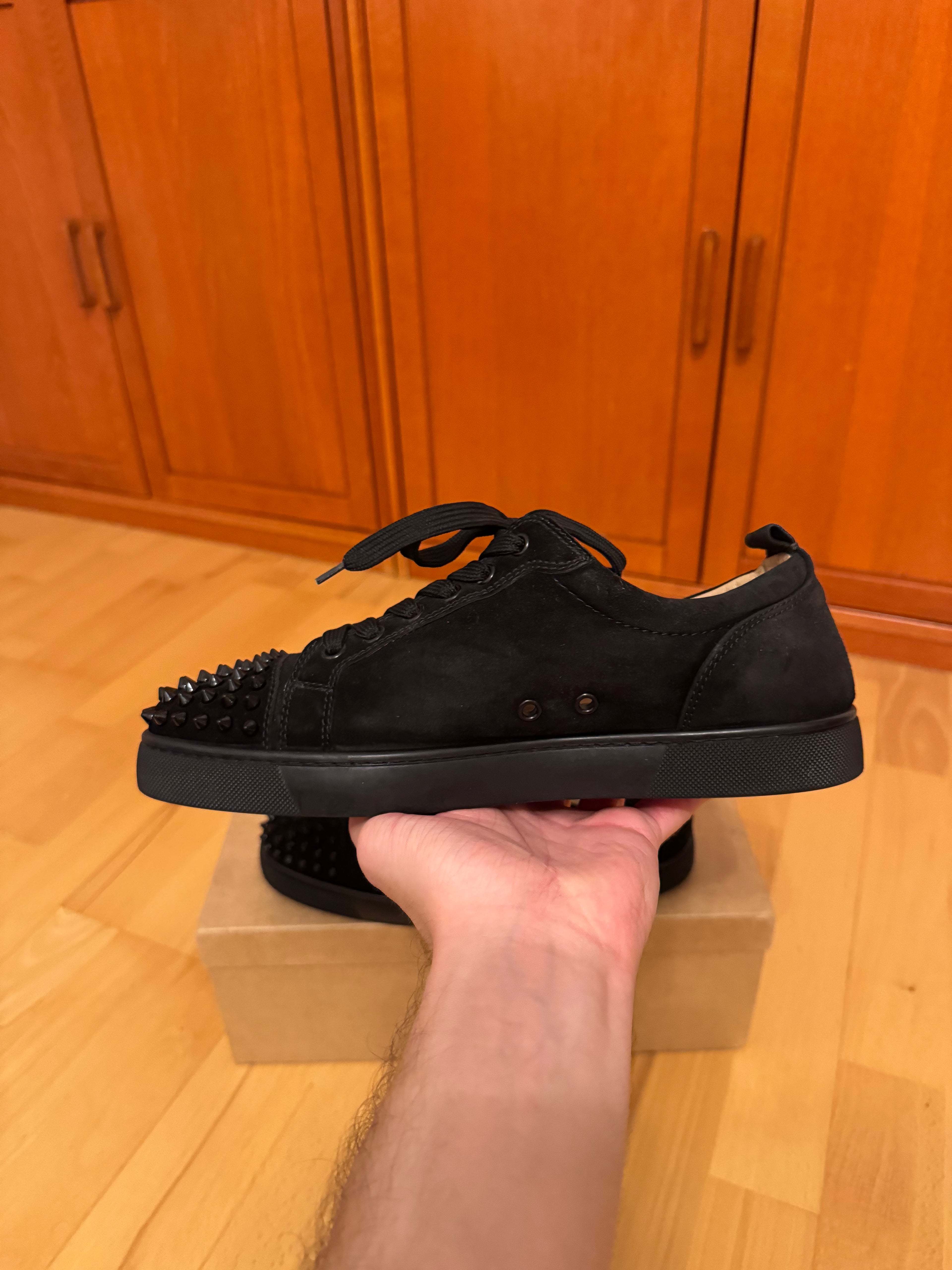Christian Louboutin Louis Junior Spikes Suede Black