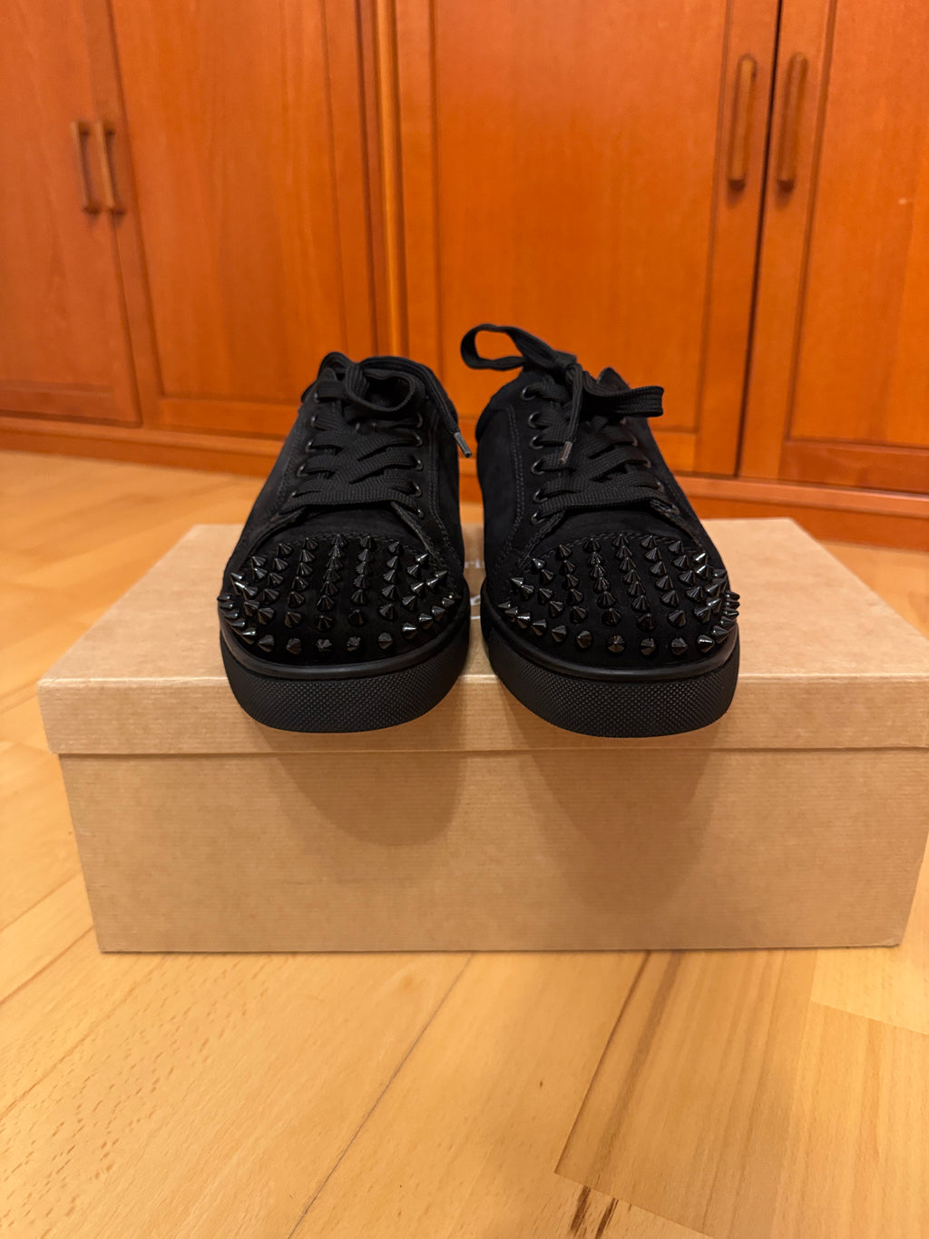 Christian Louboutin Louis Junior Spikes Suede Black