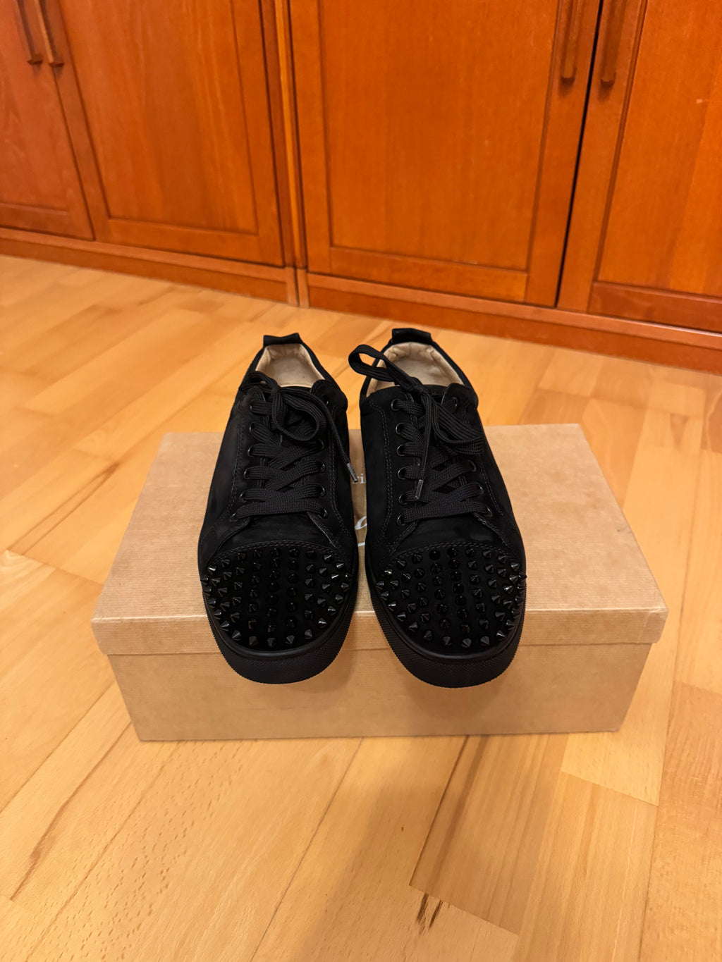 Christian Louboutin Louis Junior Spikes Suede Black