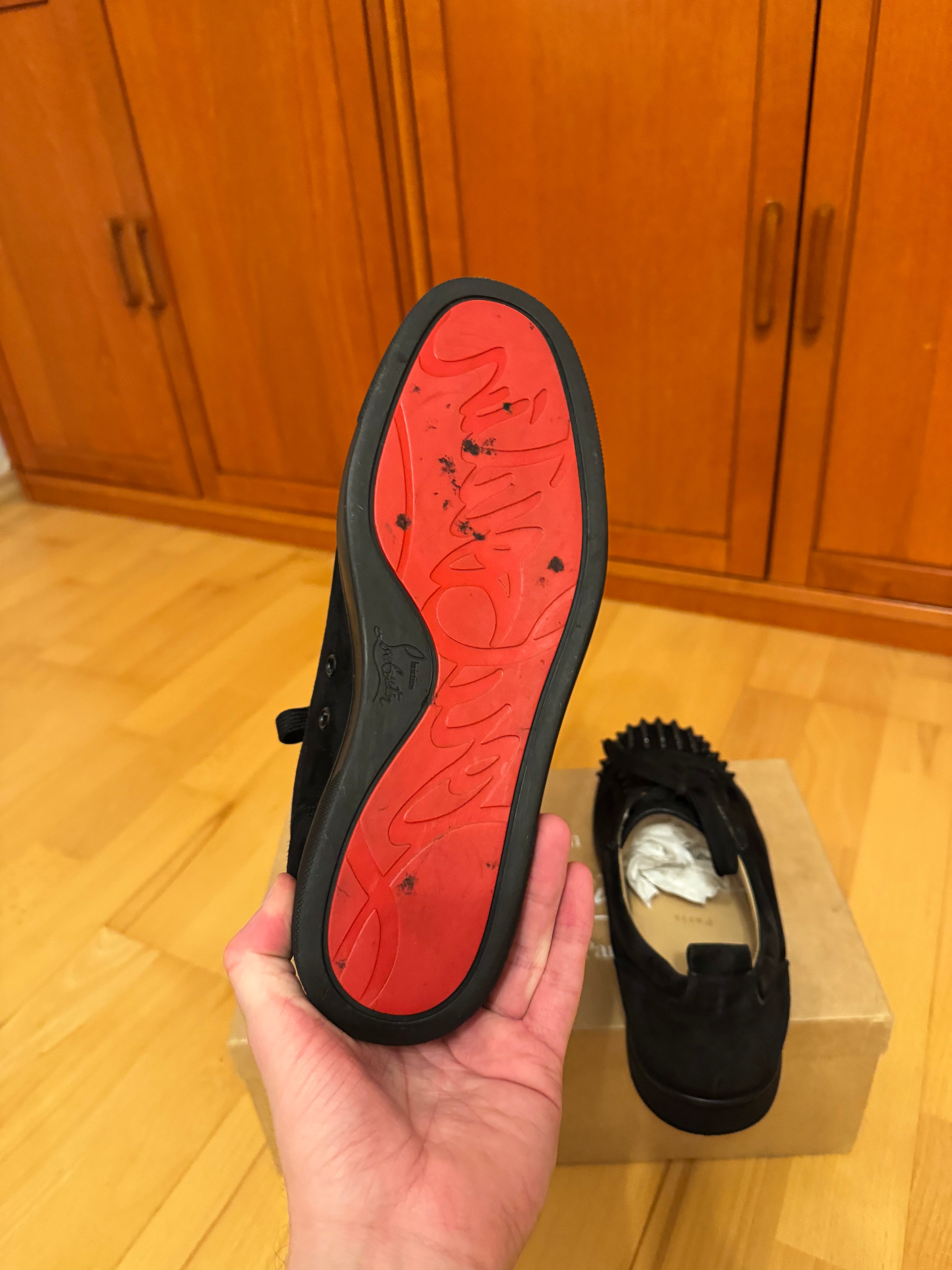 Christian Louboutin Louis Junior Spikes Suede Black