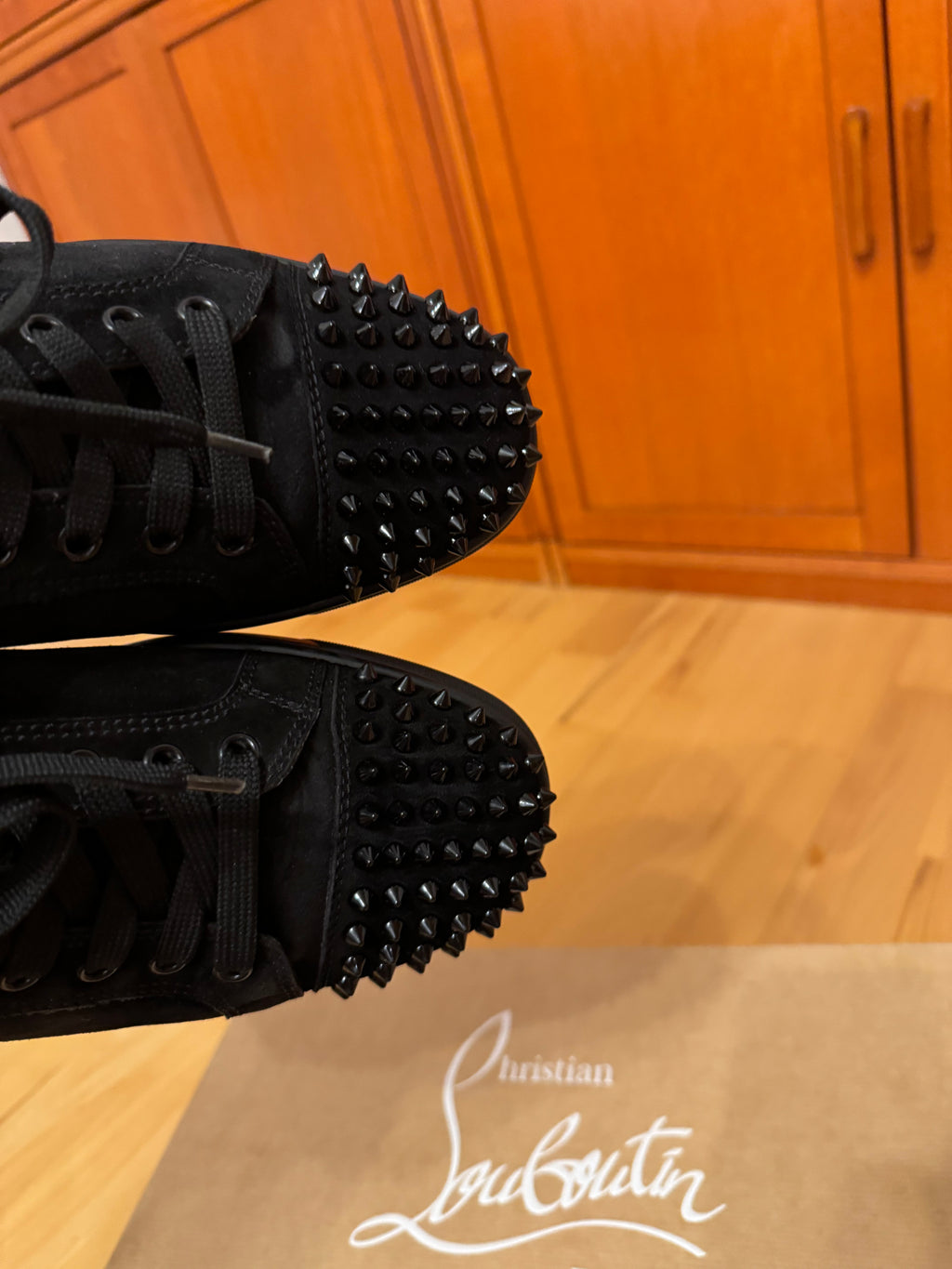 Christian Louboutin Louis Junior Spikes Suede Black