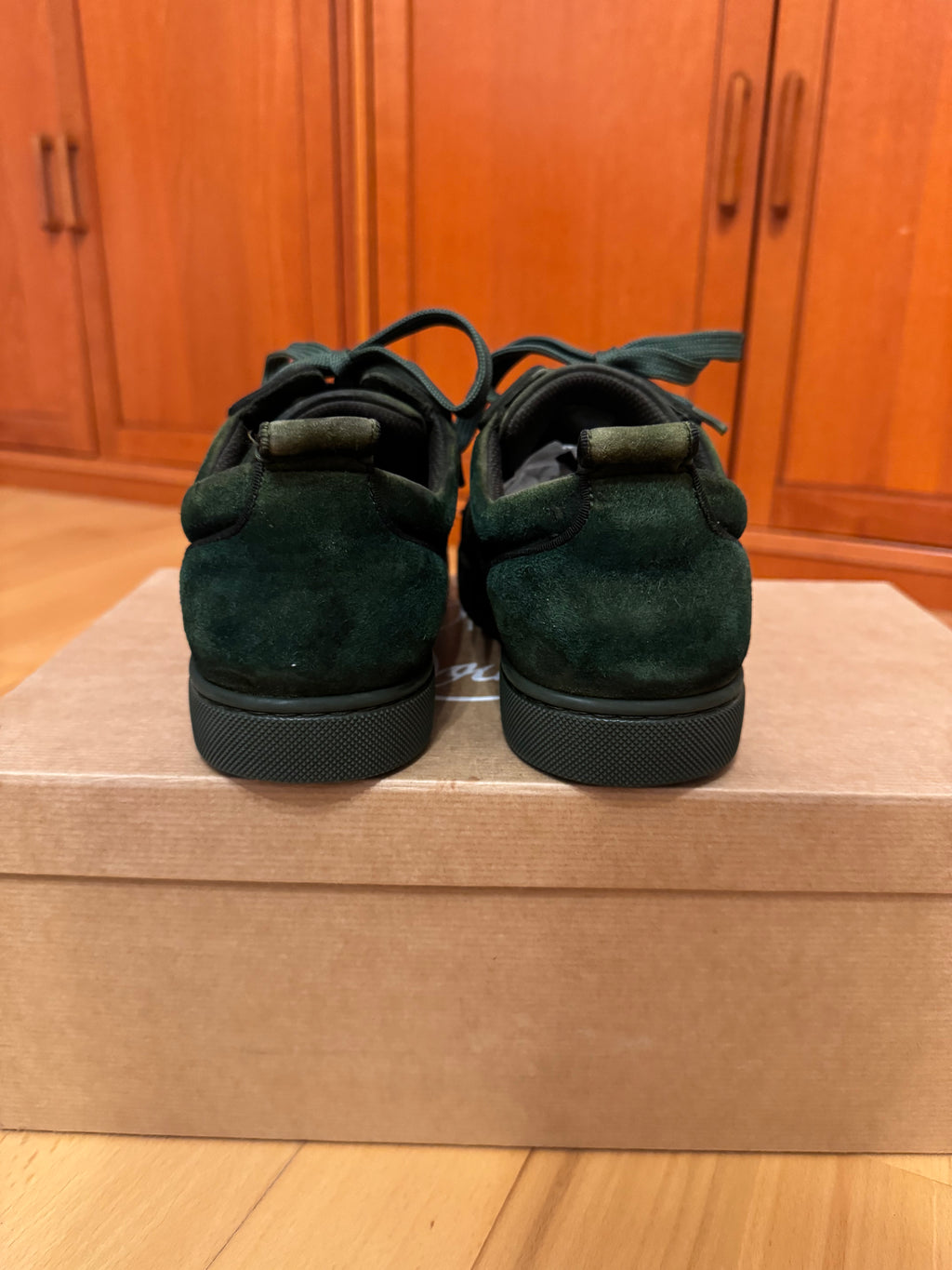 Christian Louboutin Louis Junior Spikes Suede Forest Green
